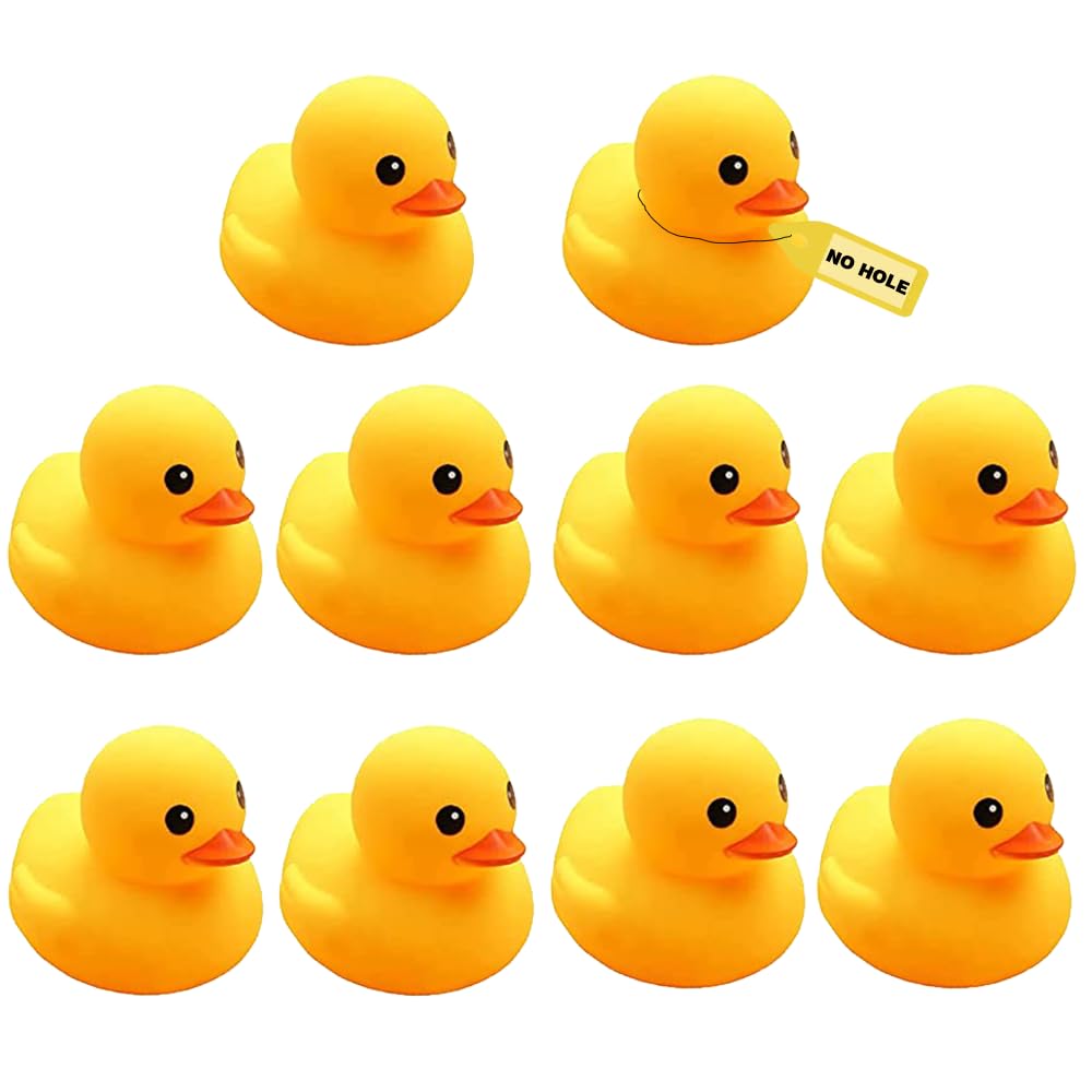 Yhobulis 10Pcs Mold-Free Yellow Rubber Ducks – No-Hole Bath Toys for Toddlers (Bulk Pack)