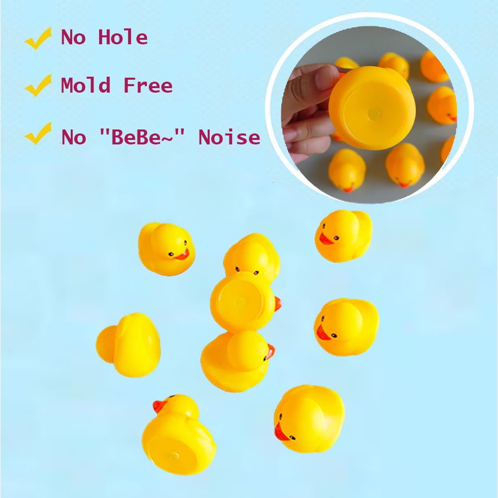 Yhobulis 10Pcs Mold-Free Yellow Rubber Ducks – No-Hole Bath Toys for Toddlers (Bulk Pack)