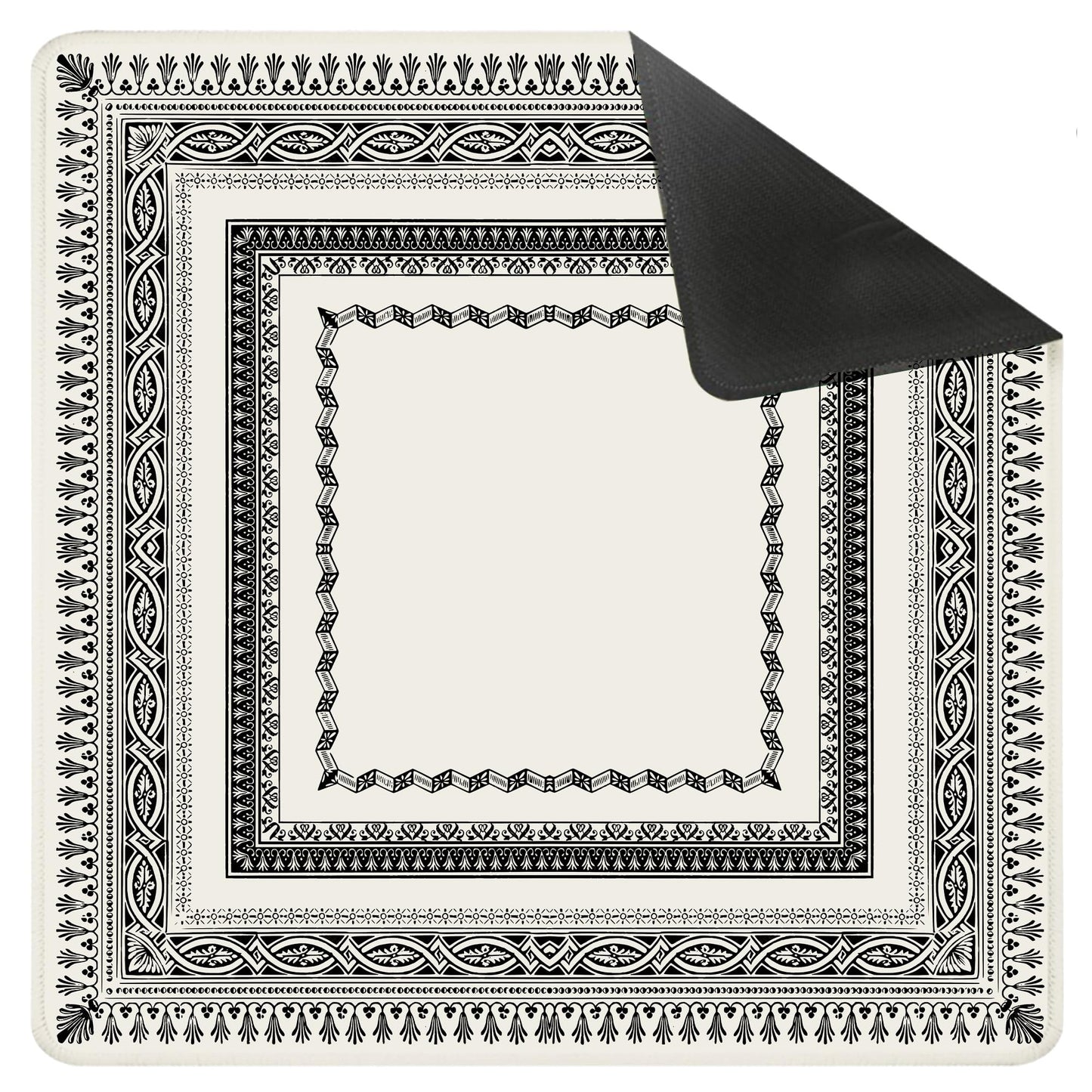 Yhtrg Vintage Black & White Mahjong Mat 31.5 x 31.5 in | Anti-Slip Table Cover for Mahjong Players