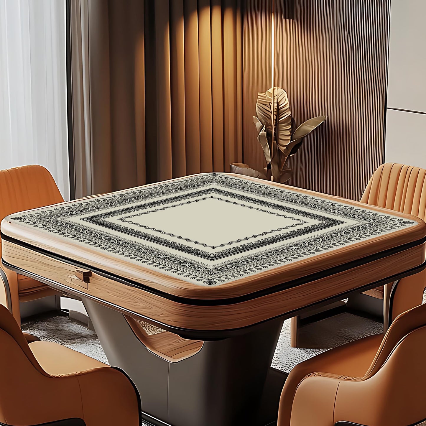 Yhtrg Vintage Black & White Mahjong Mat 31.5 x 31.5 in | Anti-Slip Table Cover for Mahjong Players