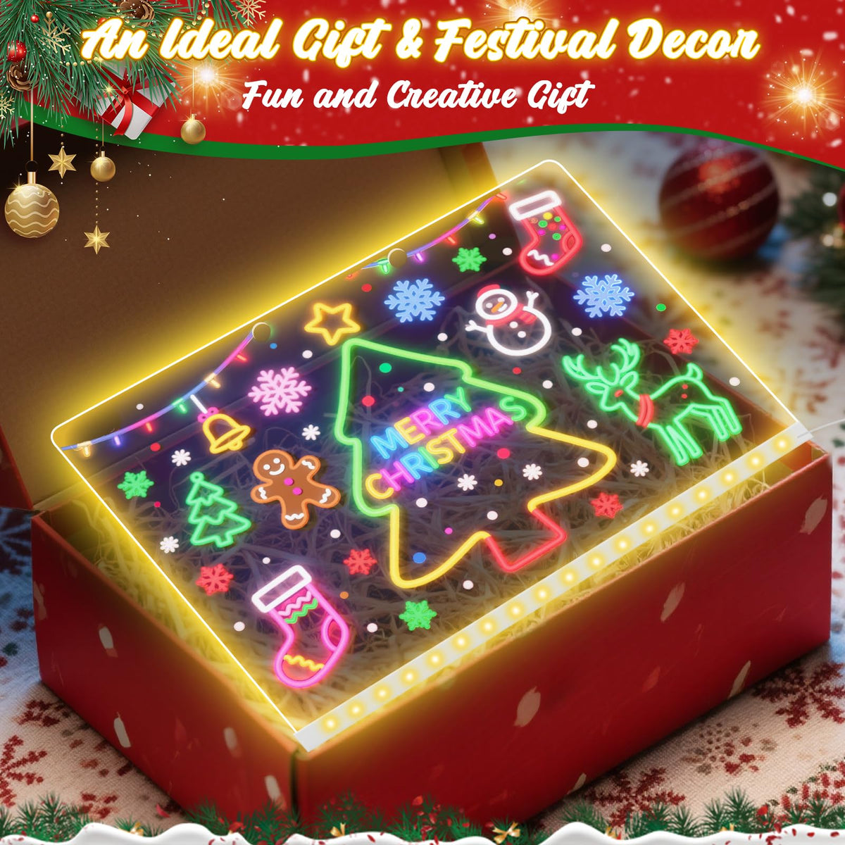 YHWOIS Lumiboard LED Drawing Board — 7 Colors, 12x8, Adapter Included