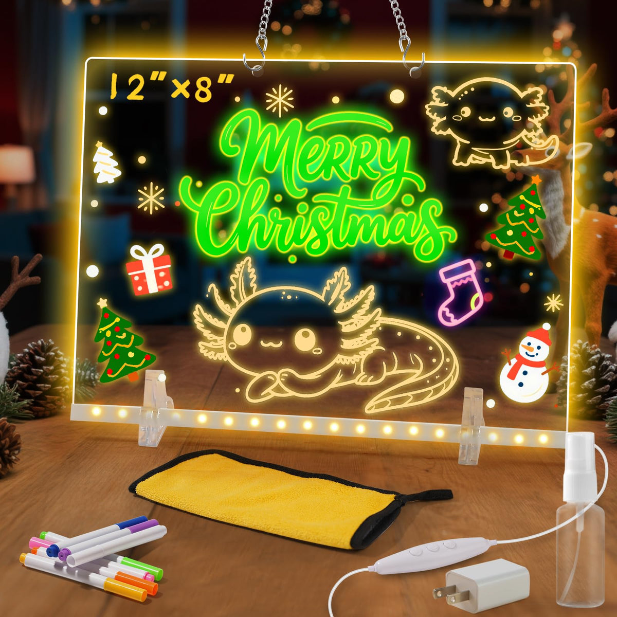 YHWOIS Lumiboard LED Drawing Board — 7 Colors, 12x8, Adapter Included