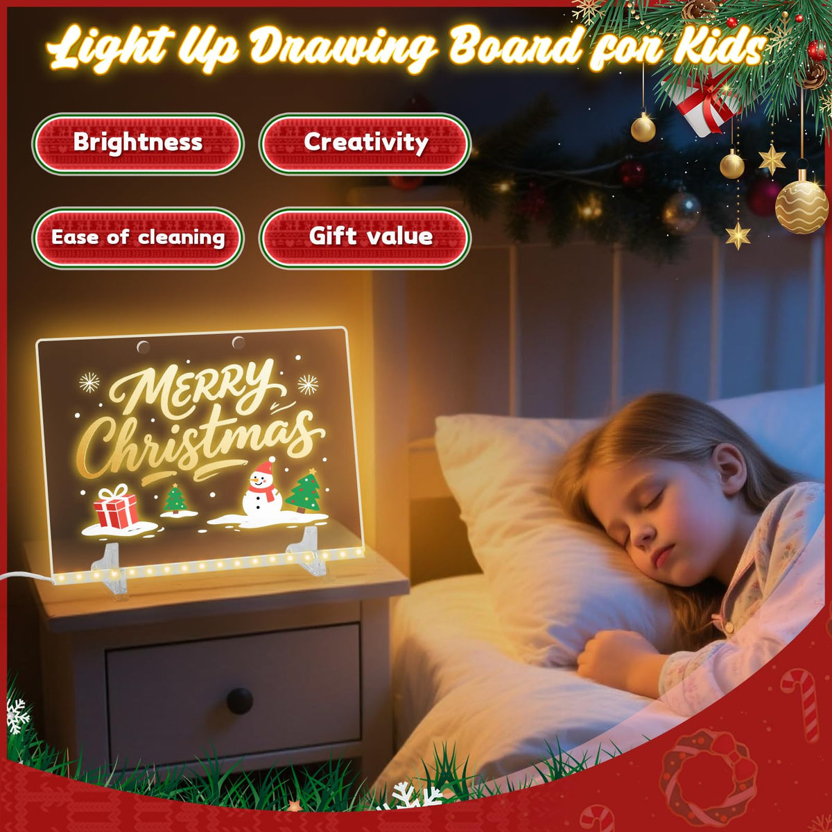 YHWOIS Lumiboard LED Drawing Board — 7 Colors, 12x8, Adapter Included