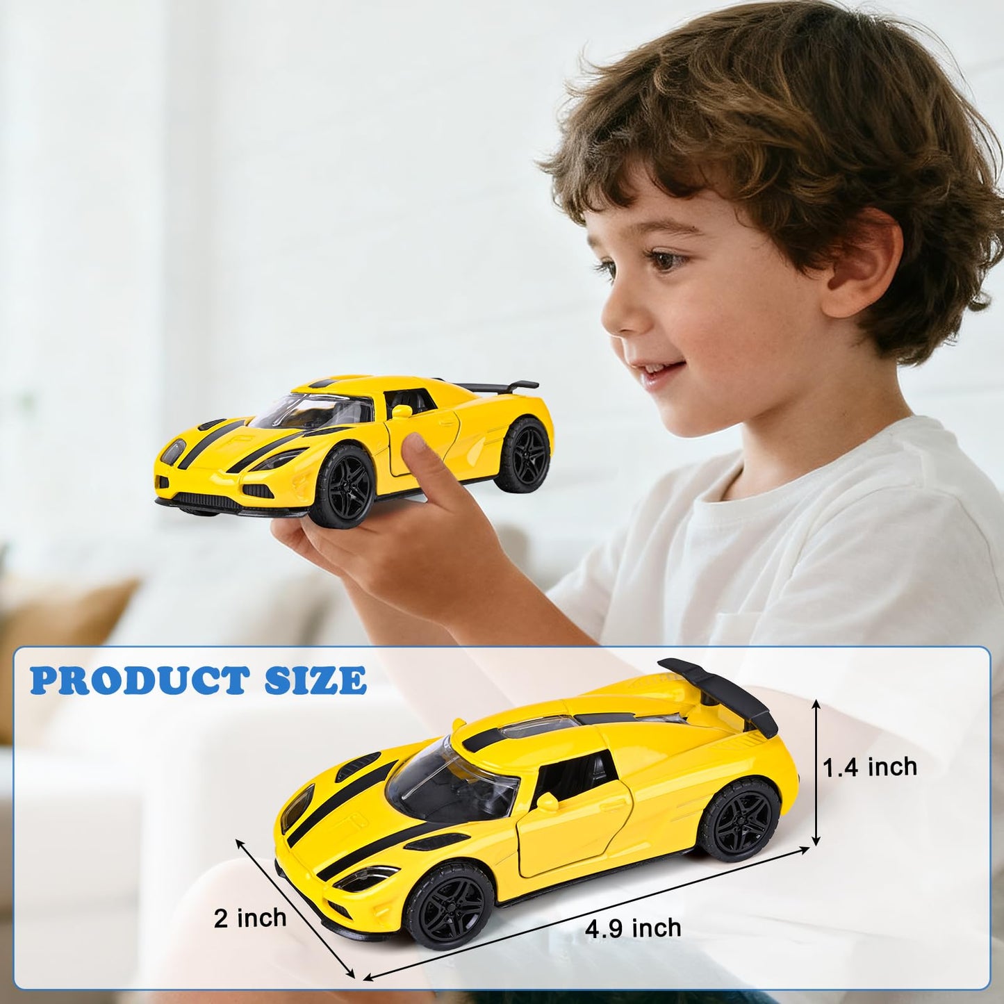 YHXKJ 4 Pack Diecast Cars – Opening Doors, 1:36 Scale Pull-Back Toys