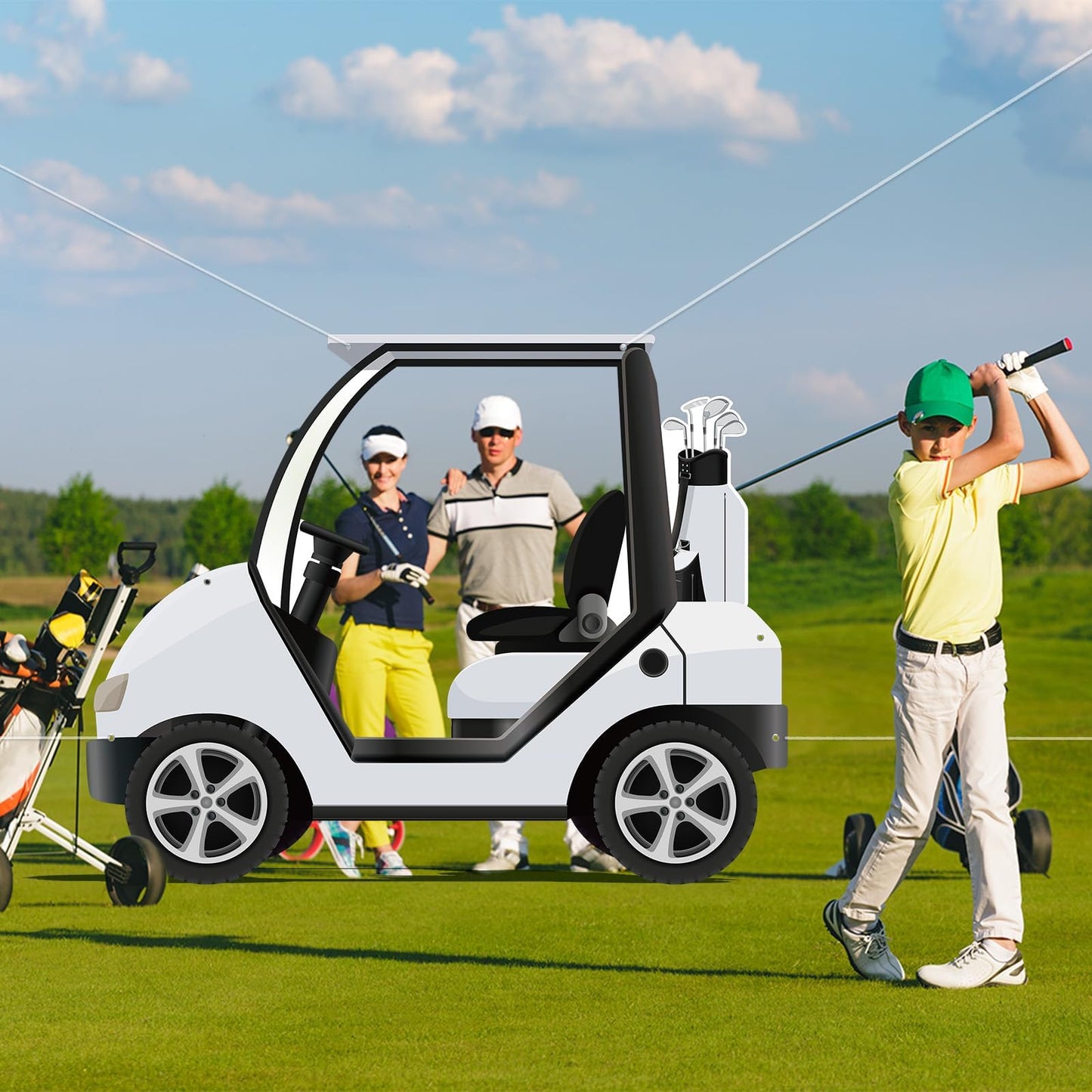 Yiaoyinnz Golf Theme Party Decoration – Golf Cart Photo Backdrop | Lets-Par-Tee