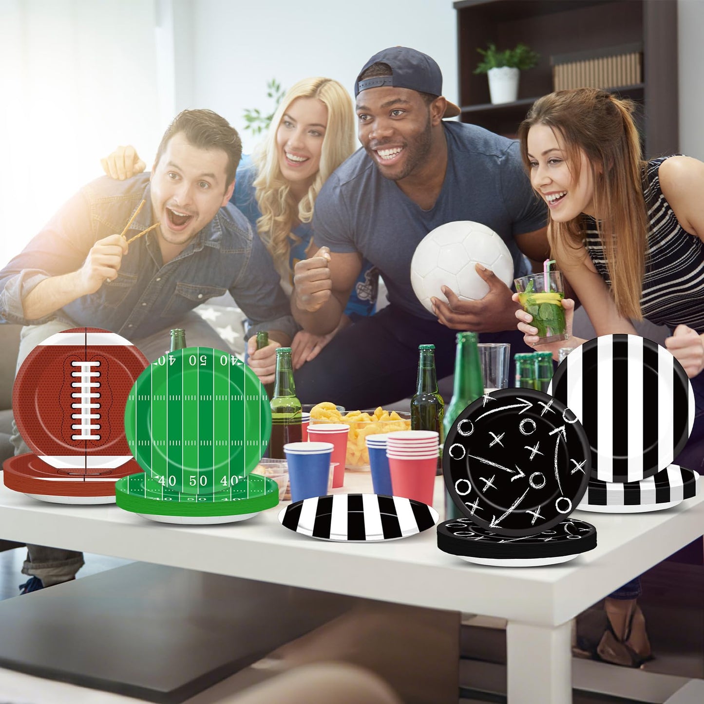 Yiaoyinnz 60Pcs Football Paper Plates – 18 cm Disposable Stadium-Themed Dinnerware for Sports Events
