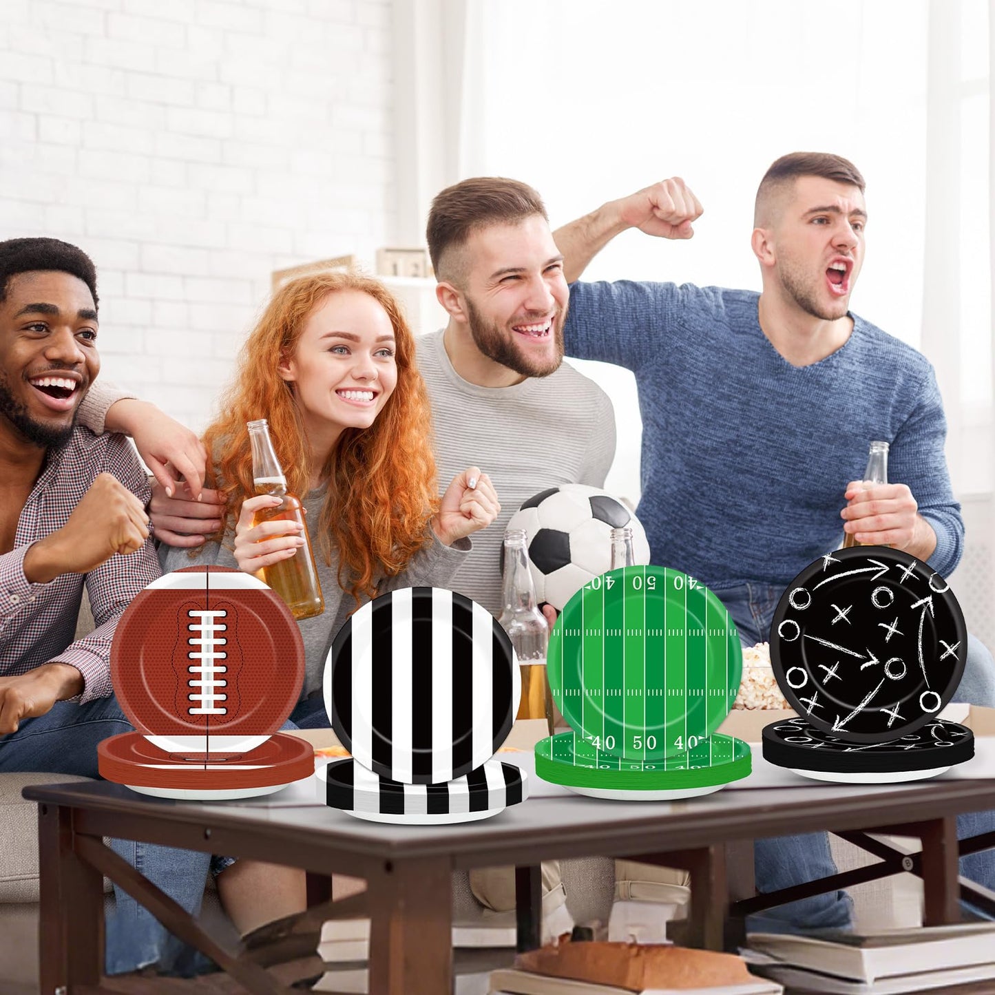 Yiaoyinnz 60Pcs Football Paper Plates – 18 cm Disposable Stadium-Themed Dinnerware for Sports Events