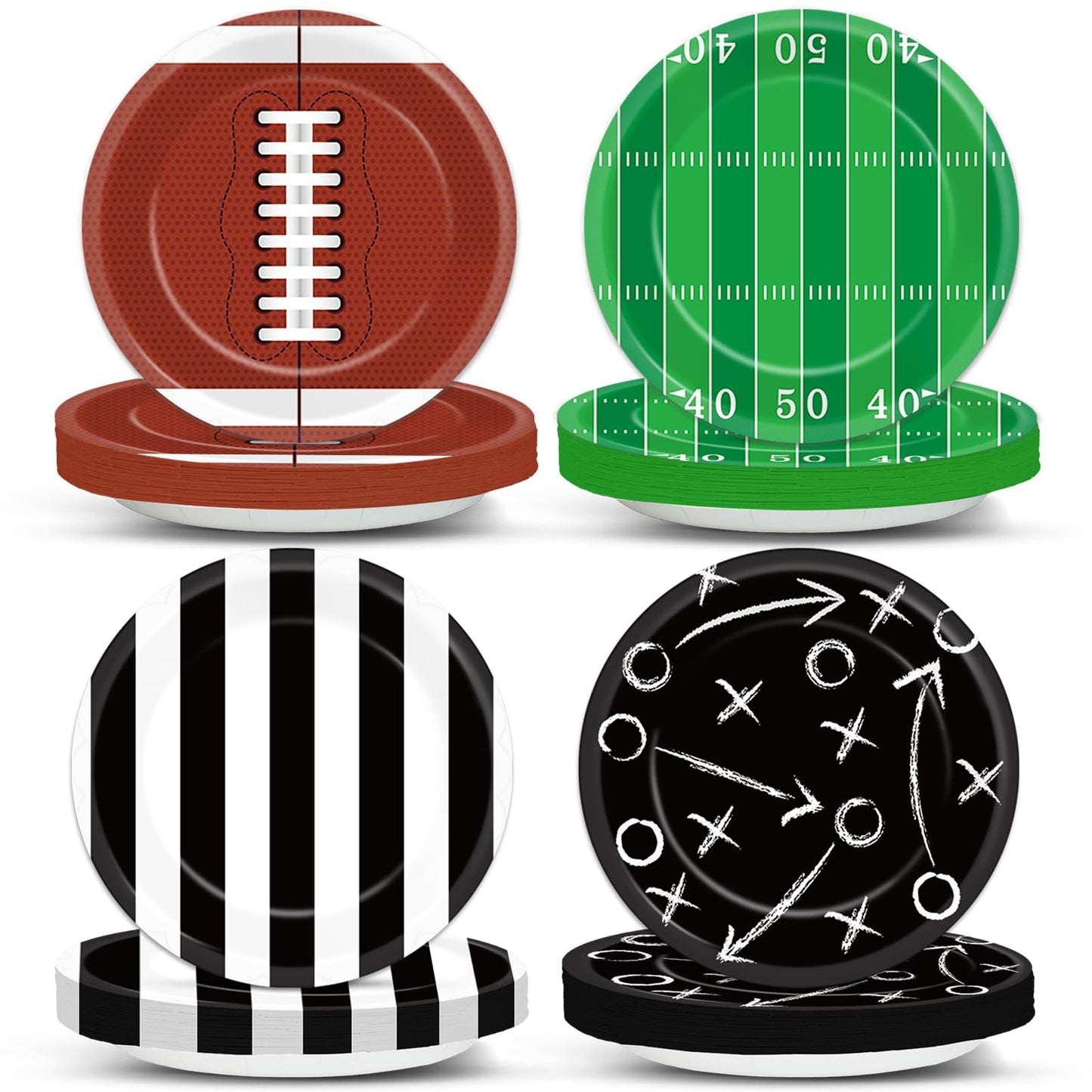 Yiaoyinnz 60Pcs Football Paper Plates – 18 cm Disposable Stadium-Themed Dinnerware for Sports Events