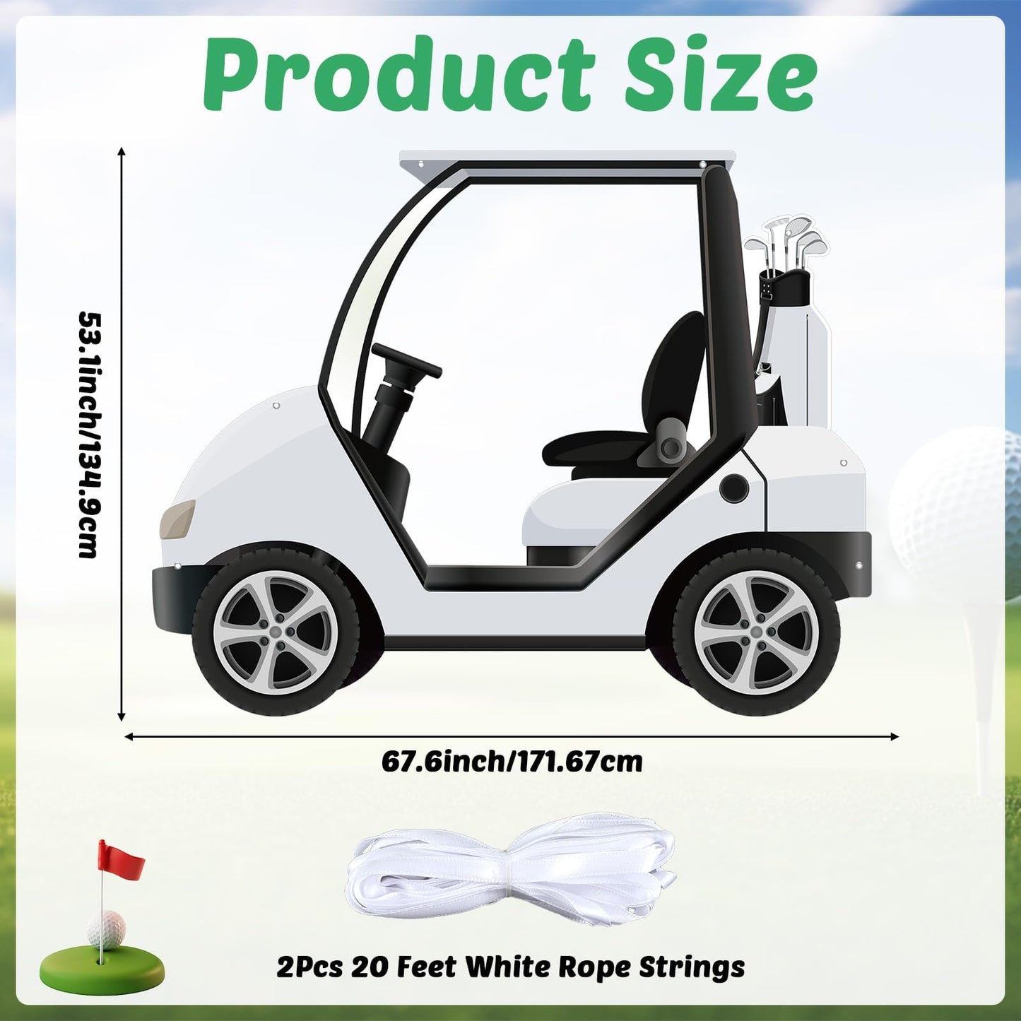 Yiaoyinnz Golf Theme Party Decoration – Golf Cart Photo Backdrop | Lets-Par-Tee