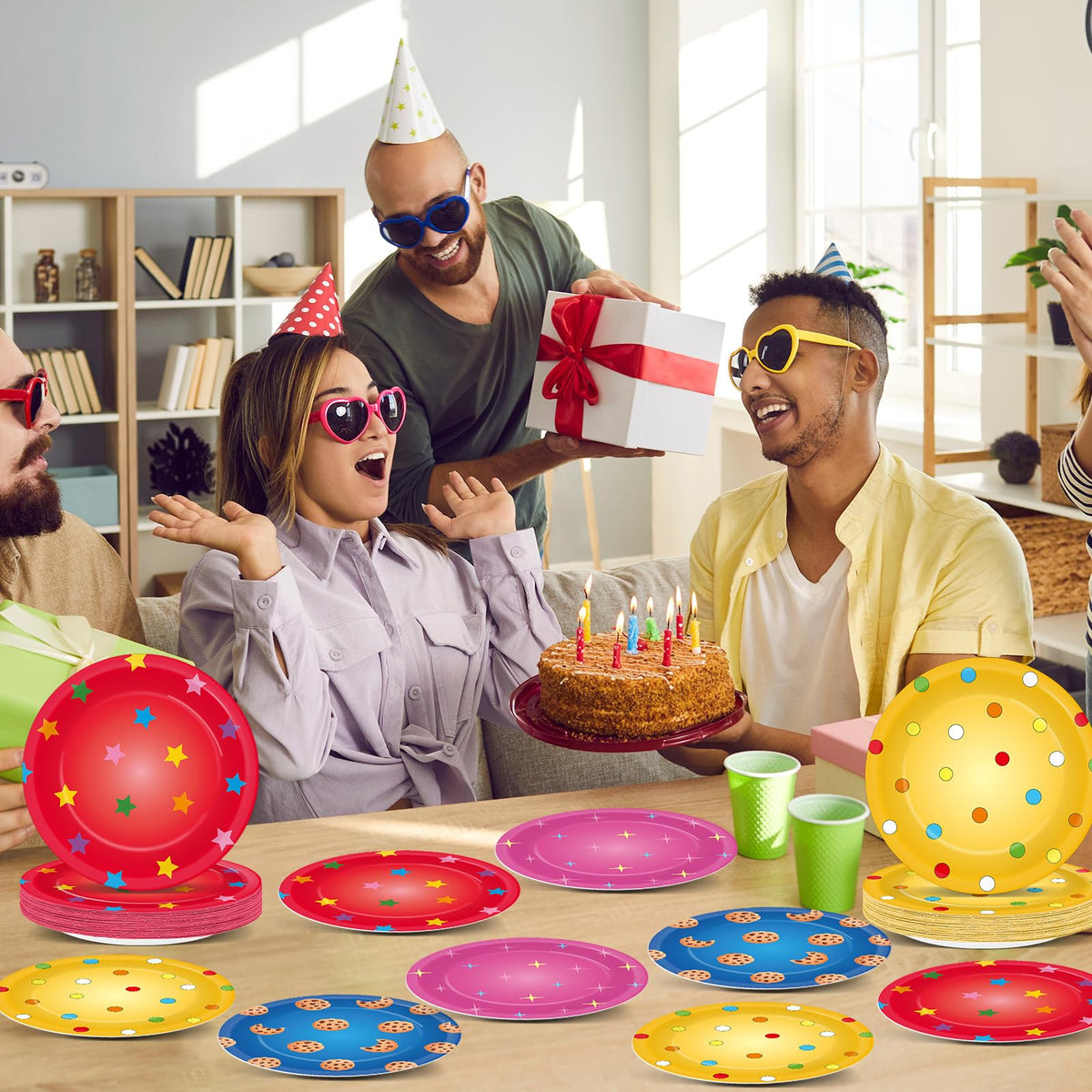 Yiaoyinnz 48 Pcs Street Theme Party Plates – 7-Inch Disposable Cookie Plates for Kids' Parties