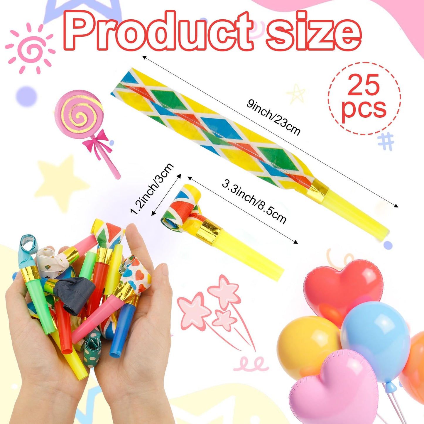 Yiaromou Party Blowers – 25 Pcs Colorful Noise Makers for Celebrations