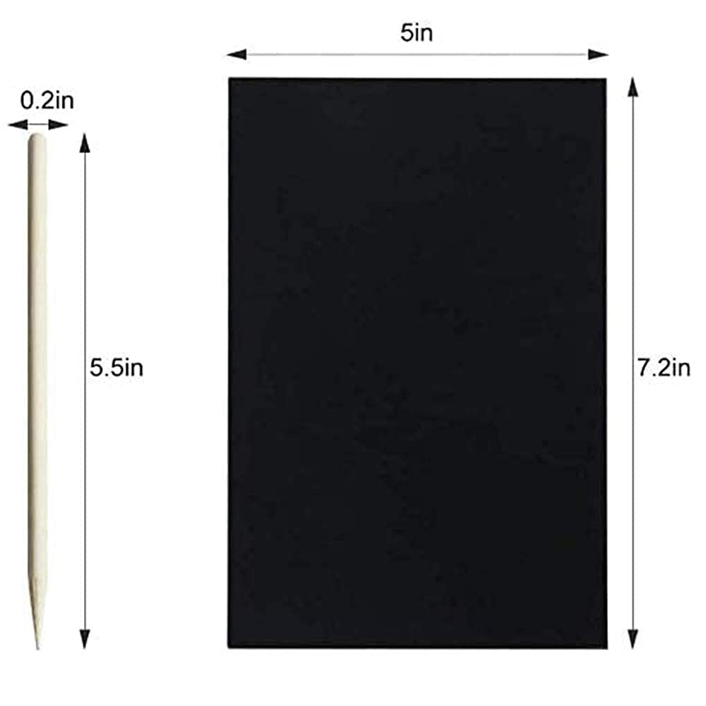 Yibeishu Rainbow Magic Scratch Art Kit for Kids – 50 Sheets + 6 Wooden Styluses