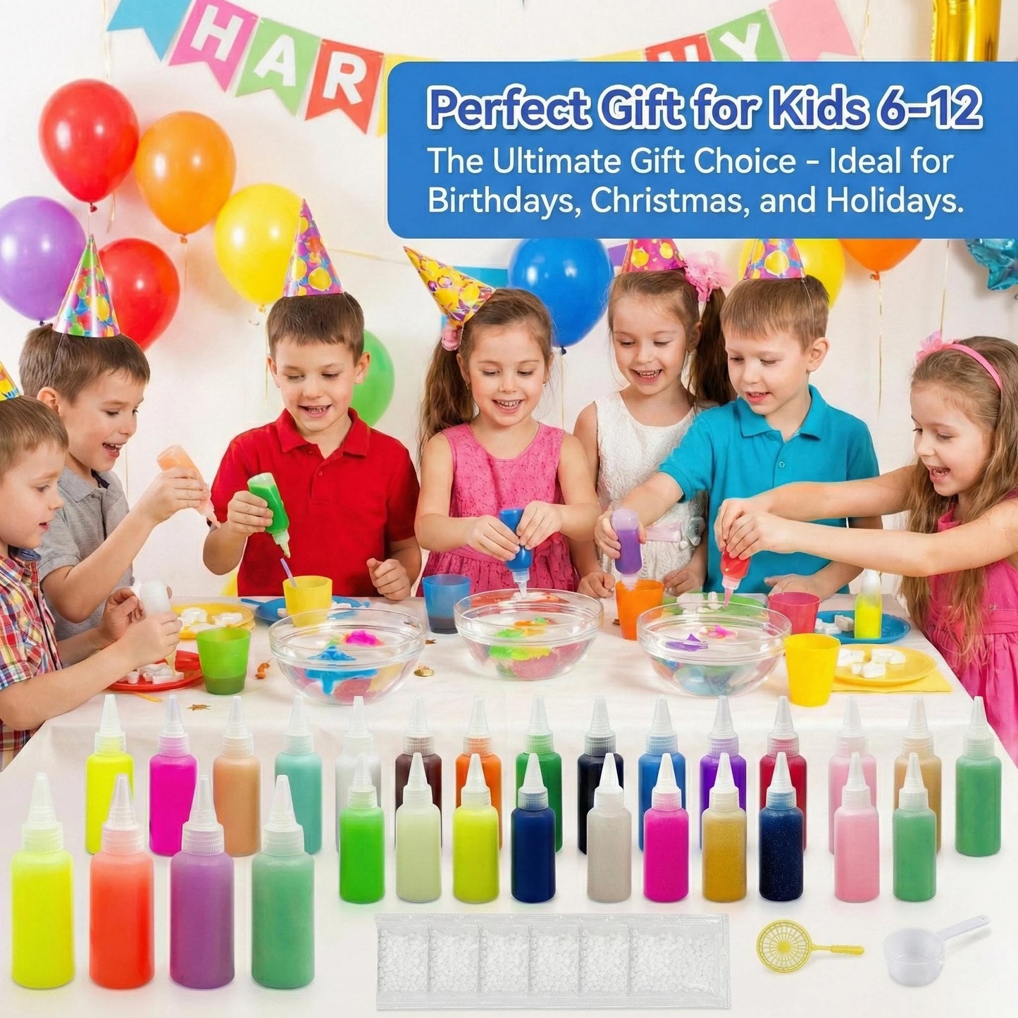 Yichushisu Squishy Making Kit Refill – 24 Bottles Gel Water Elf Toys for Creative Arts & Family Bonding