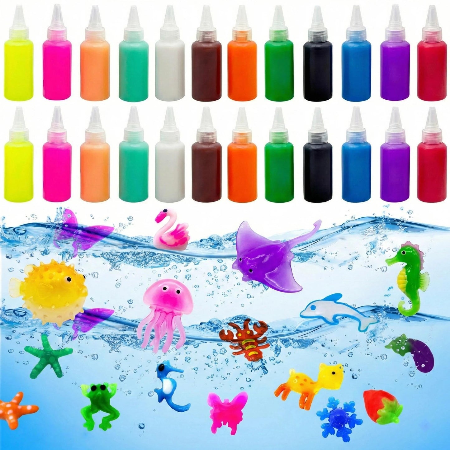 Yichushisu Squishy Making Kit Refill – 24 Bottles Gel Water Elf Toys for Creative Arts & Family Bonding