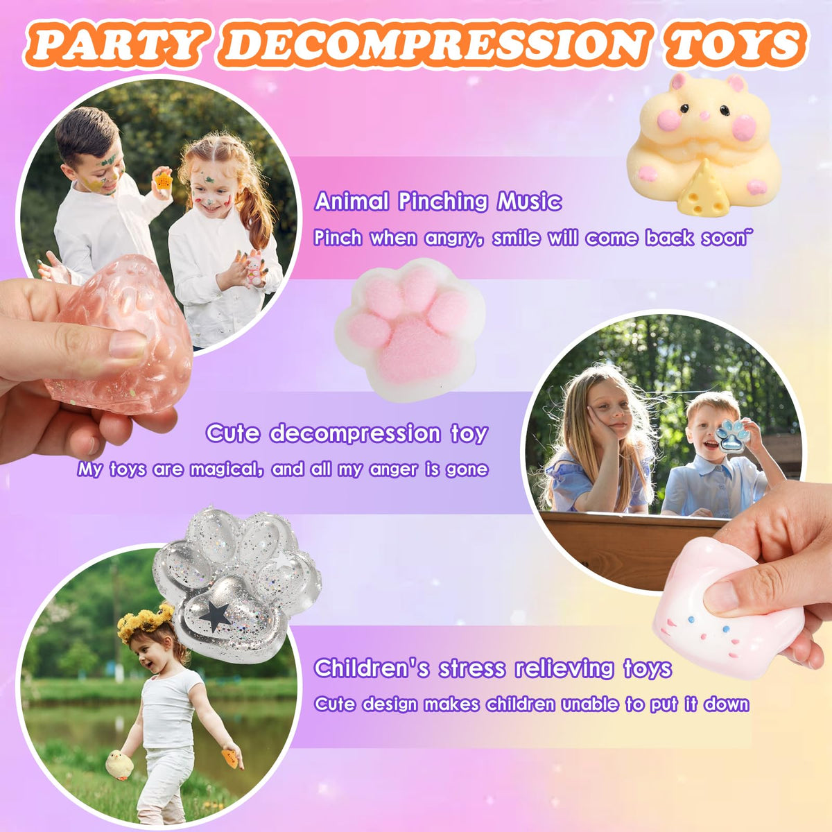 Yidayes 19pcs Squishy Pack – Fidget Toys Kit for Kids 4-12, Party Favors & Stocking Stuffers
