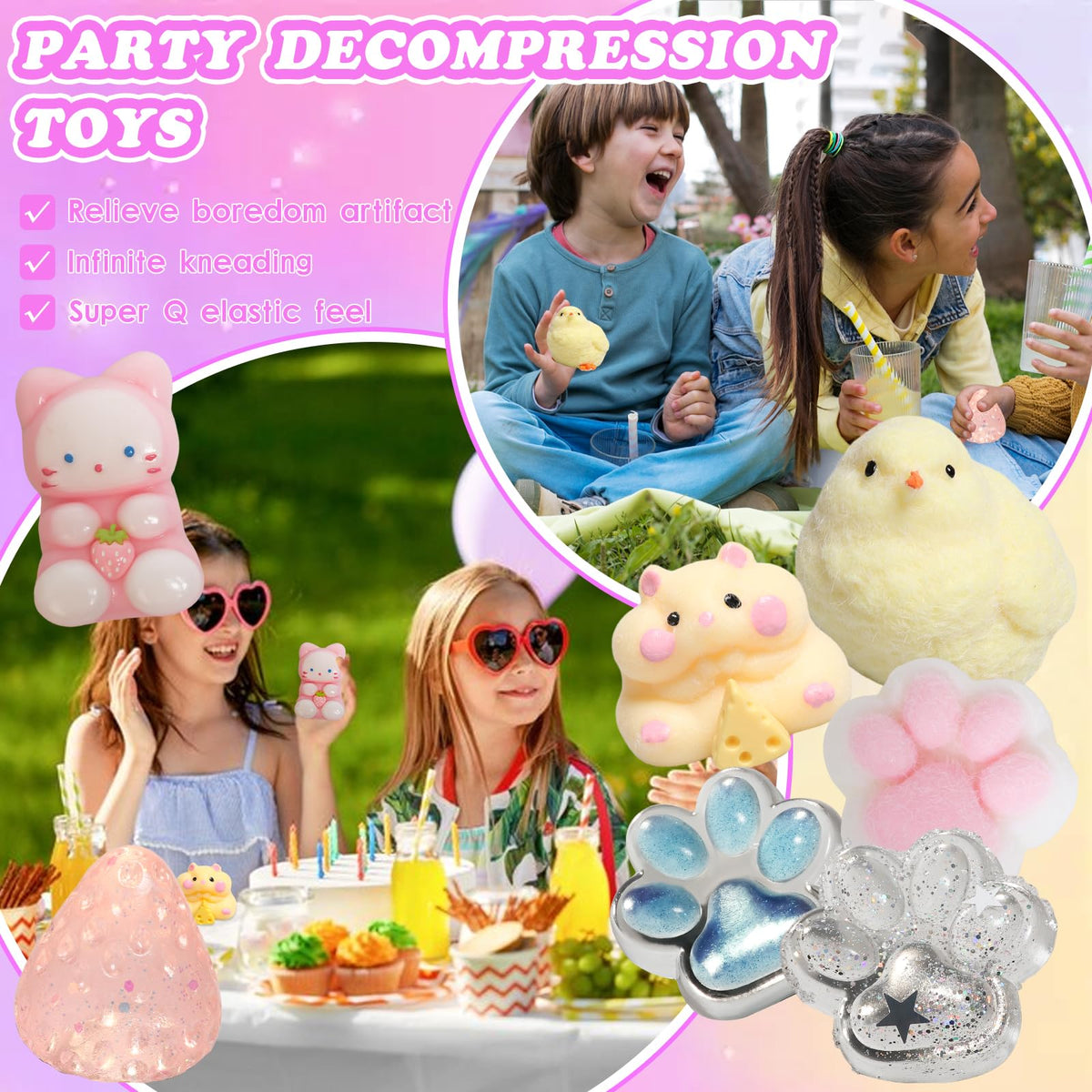 Yidayes 19pcs Squishy Pack – Fidget Toys Kit for Kids 4-12, Party Favors & Stocking Stuffers