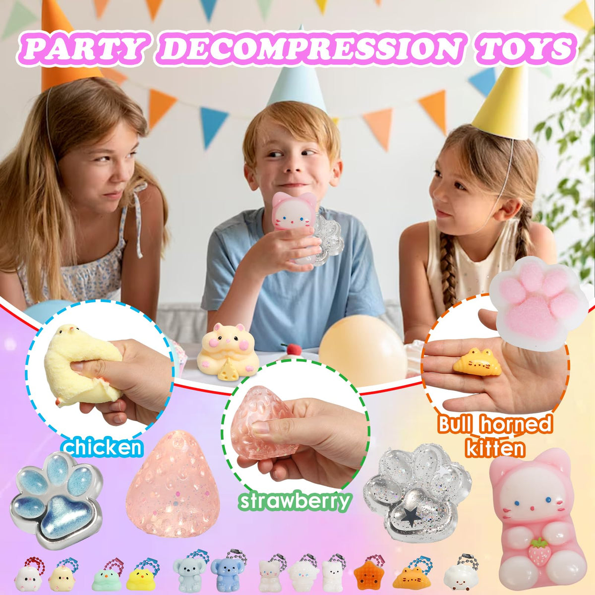 Yidayes 19pcs Squishy Pack – Fidget Toys Kit for Kids 4-12, Party Favors & Stocking Stuffers
