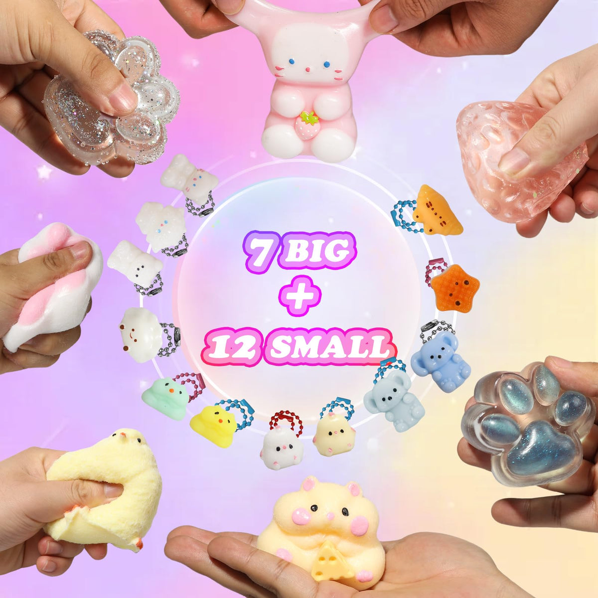 Yidayes 19pcs Squishy Pack – Fidget Toys Kit for Kids 4-12, Party Favors & Stocking Stuffers