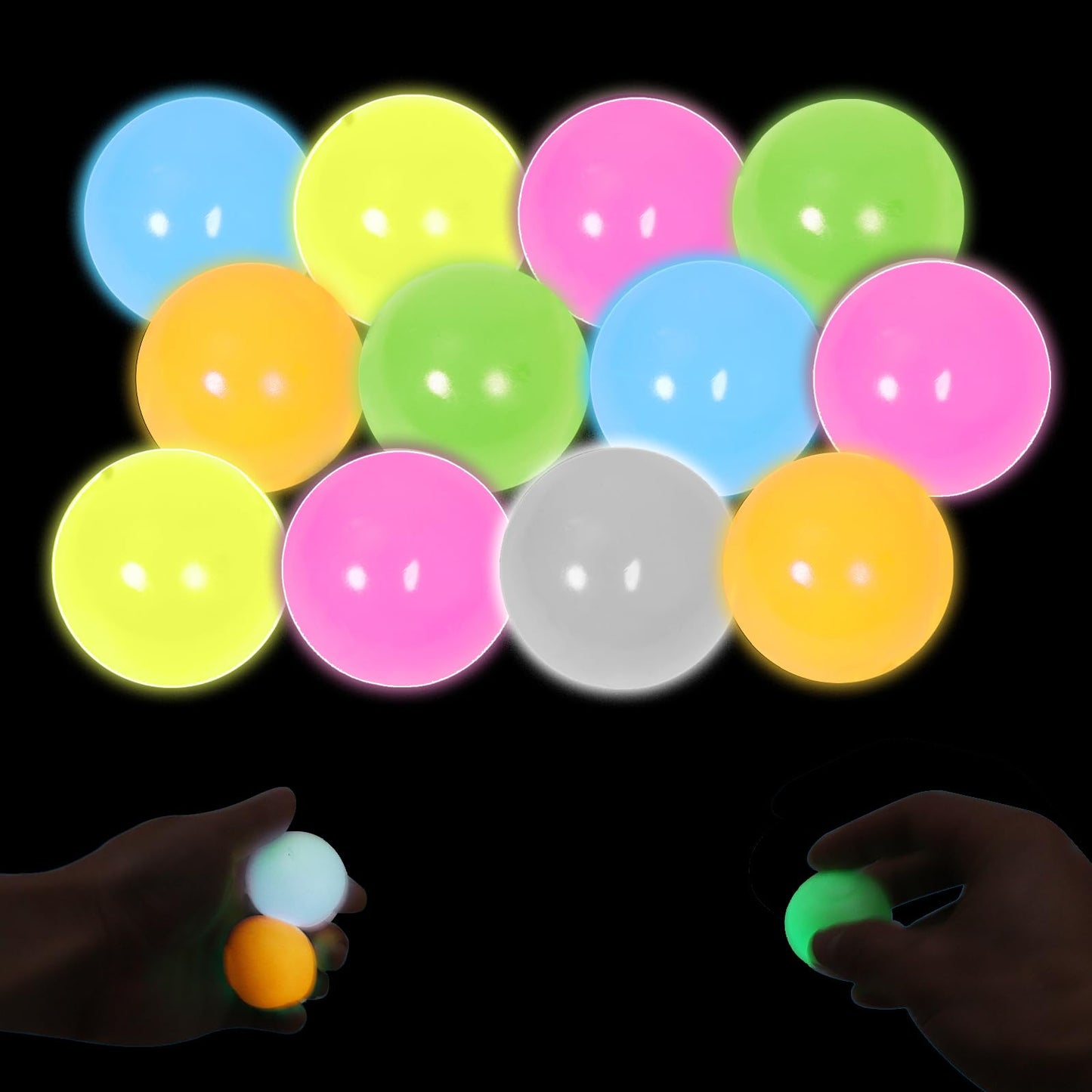 Yidayes Lumi Balls 12-Pack: Glow-in-the-Dark Ceiling Sticky Balls for ASMR, Play, and Gifts