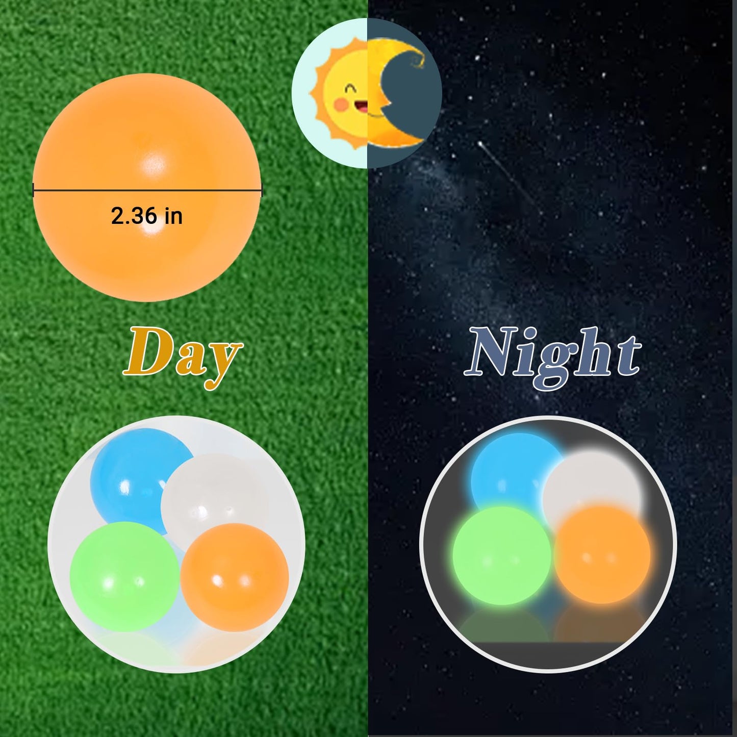 Yidayes Lumi Balls 12-Pack: Glow-in-the-Dark Ceiling Sticky Balls for ASMR, Play, and Gifts