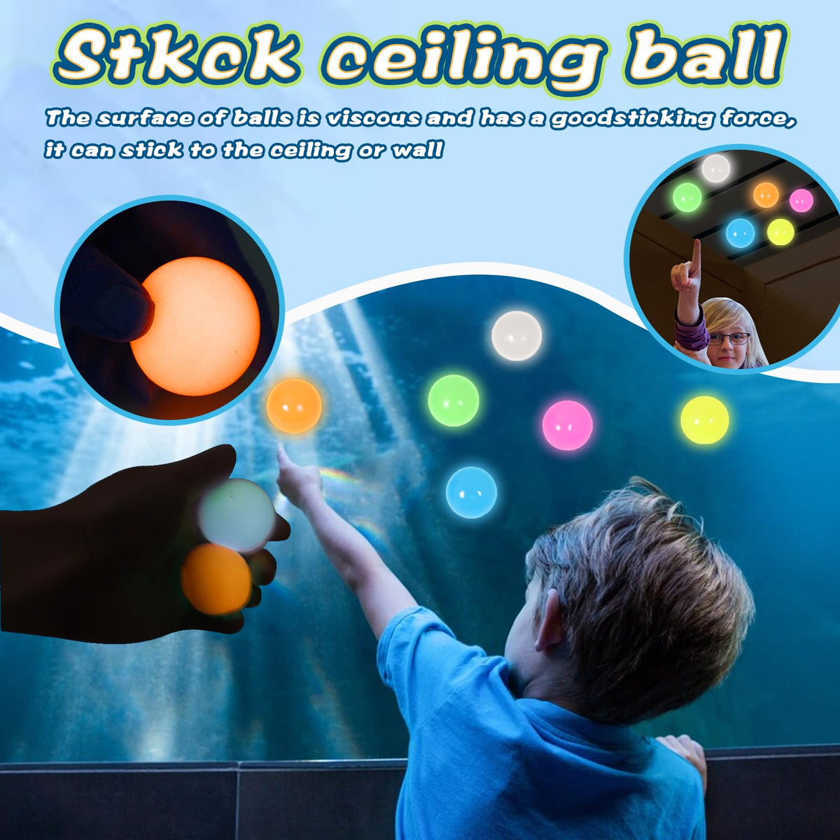 Yidayes Lumi Balls 12-Pack: Glow-in-the-Dark Ceiling Sticky Balls for ASMR, Play, and Gifts