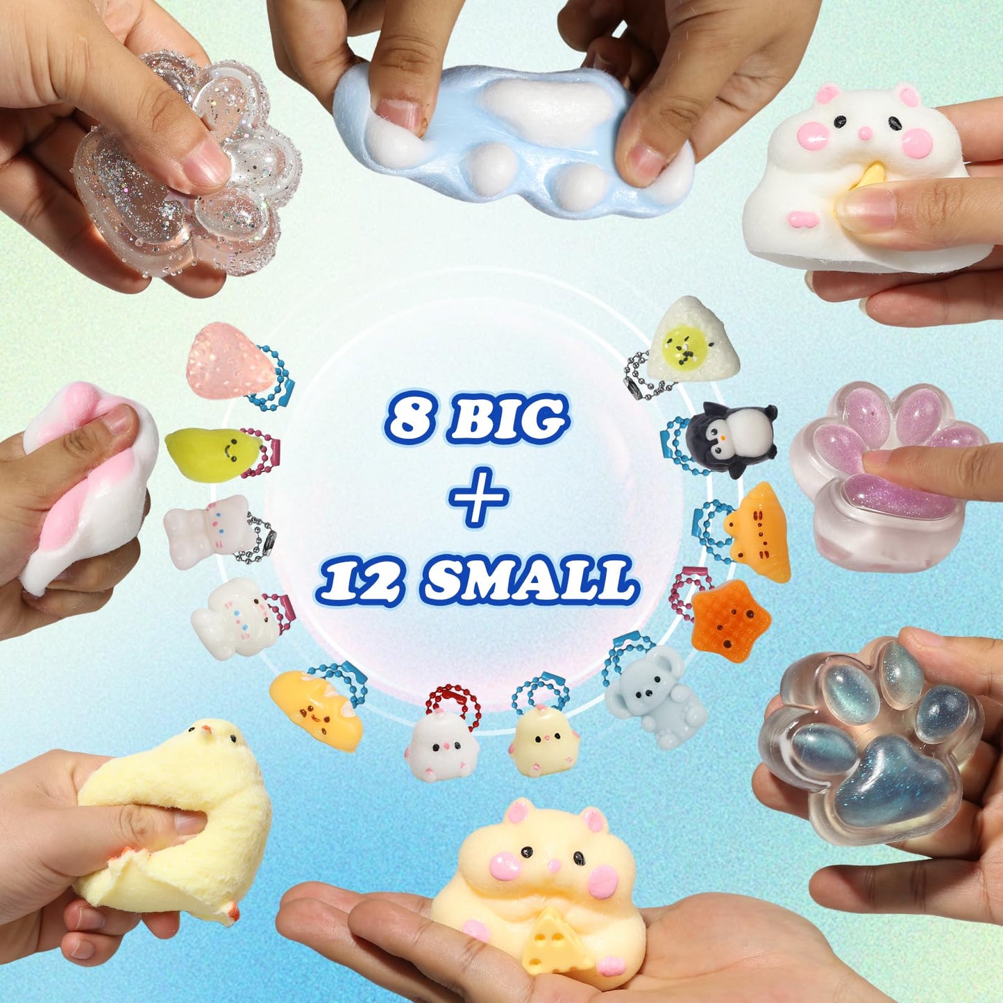 Yidayes 20pc Taba Squishy Pack – Fidget Toy Kit for Kids 4-12, Party Favors & Classroom Gifts