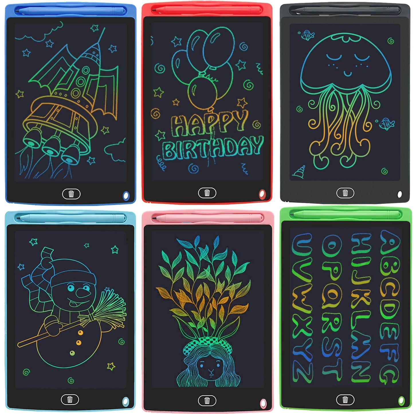 Yidedraw 6-Pack LCD Writing Tablets for Kids — 8.5-Inch Colorful Doodle Boards