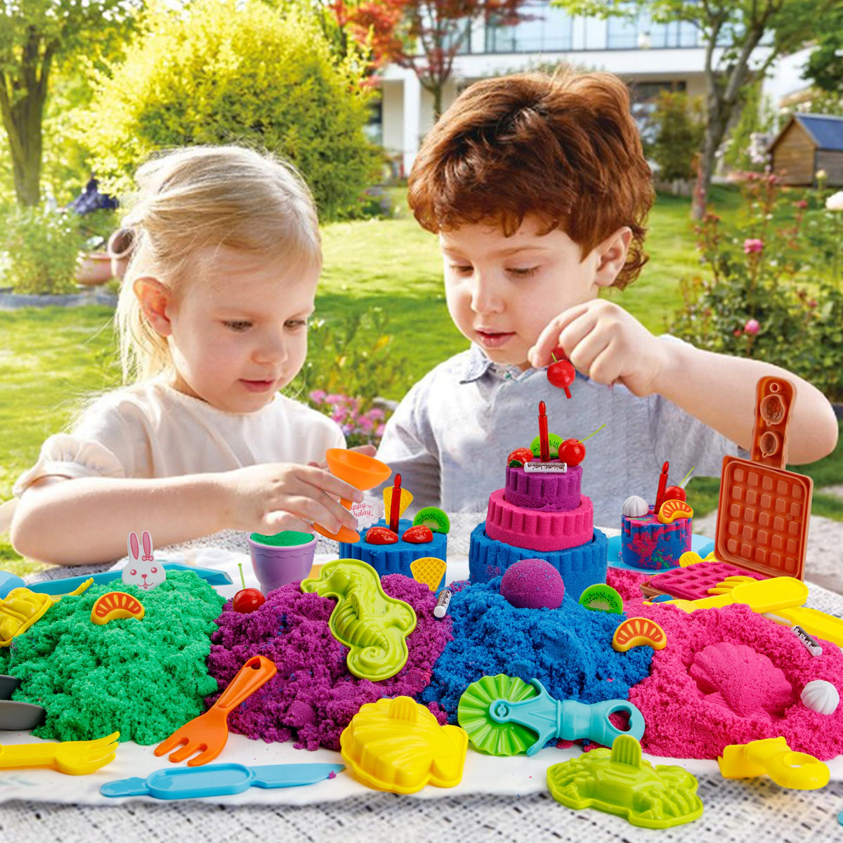 YIDESTARS Sensory Play Kit: Sand Art & Ice Cream Toy – 4 lbs Colorful Sand, Molds & Tools for Ages 3-8