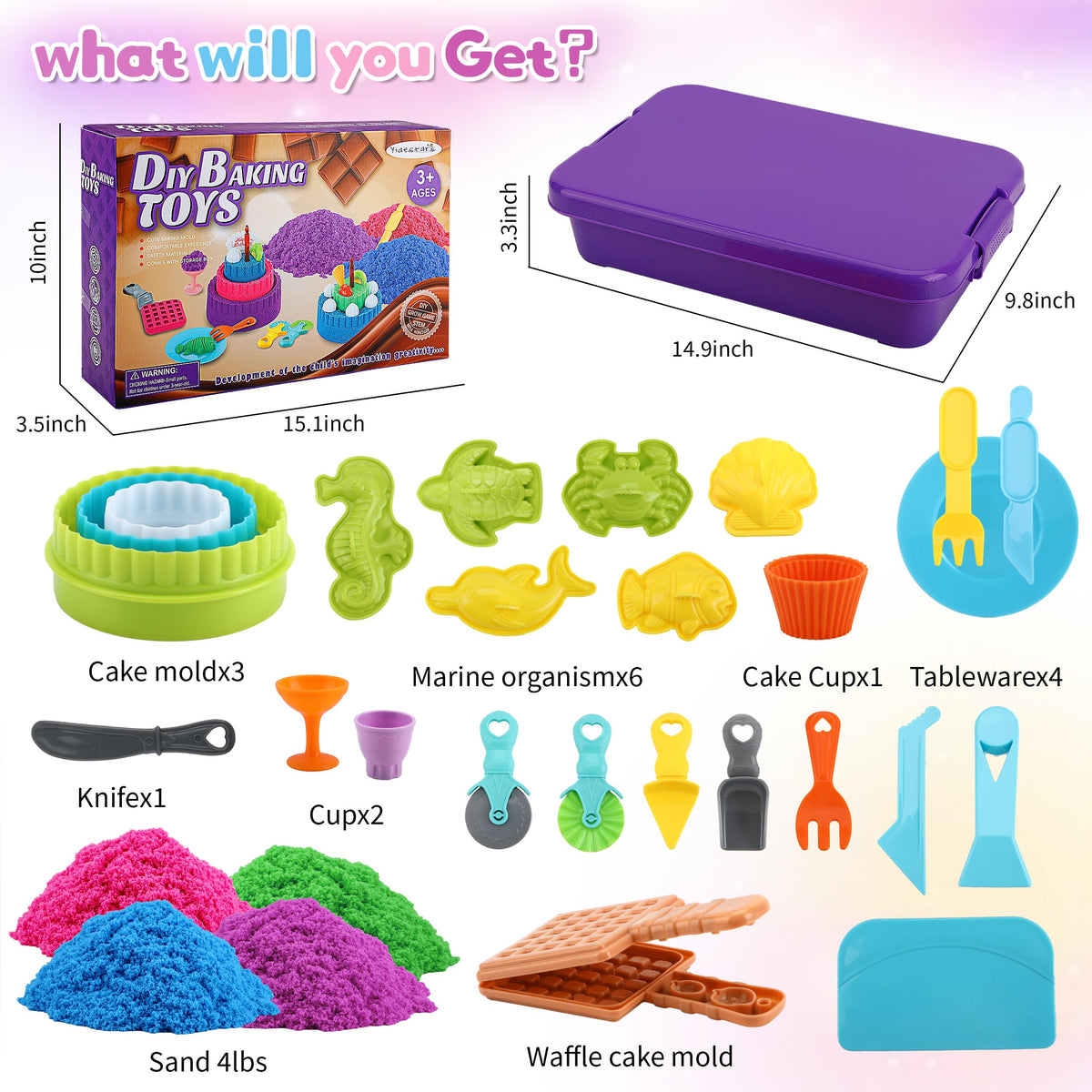 YIDESTARS Sensory Play Kit: Sand Art & Ice Cream Toy – 4 lbs Colorful Sand, Molds & Tools for Ages 3-8