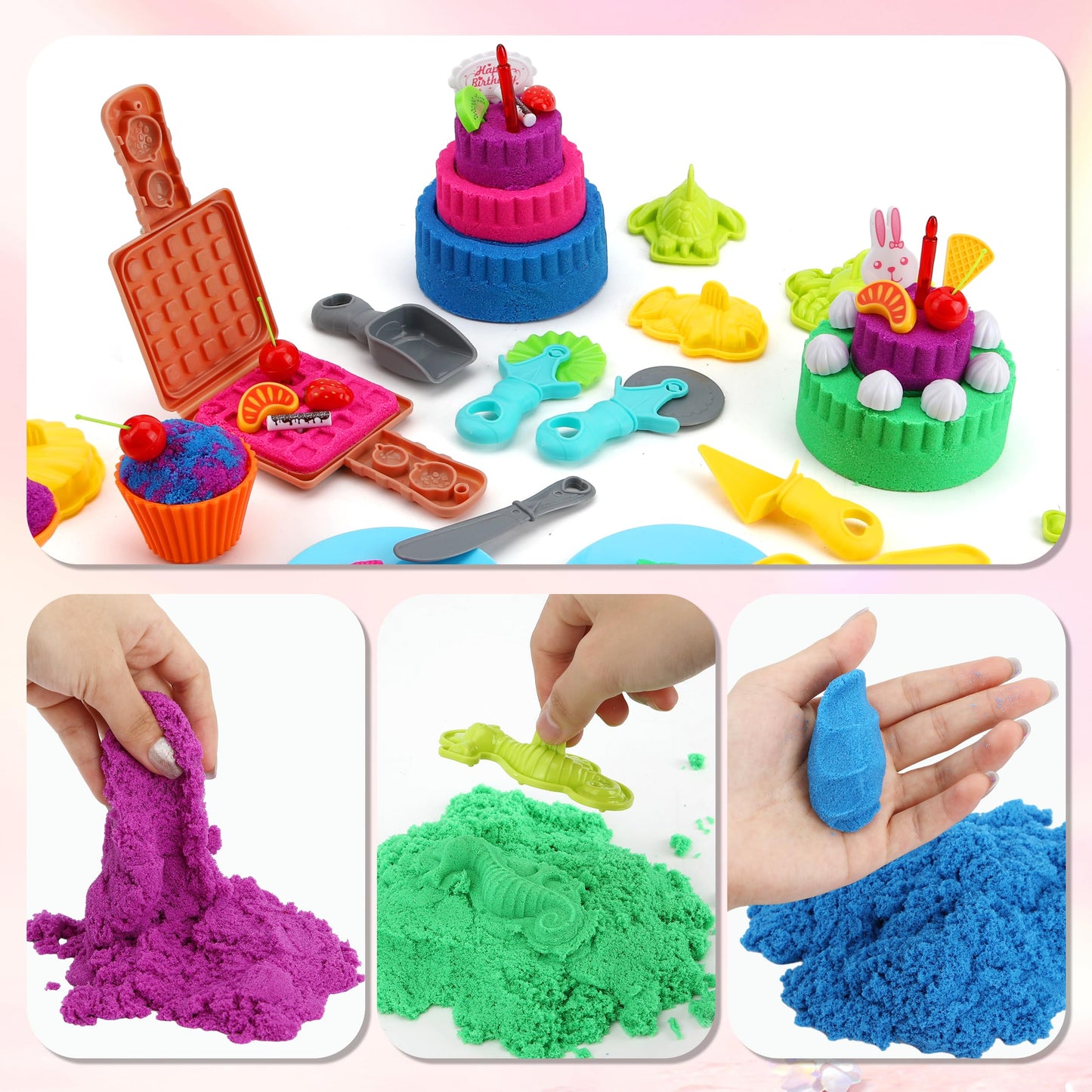 YIDESTARS Sensory Play Kit: Sand Art & Ice Cream Toy – 4 lbs Colorful Sand, Molds & Tools for Ages 3-8