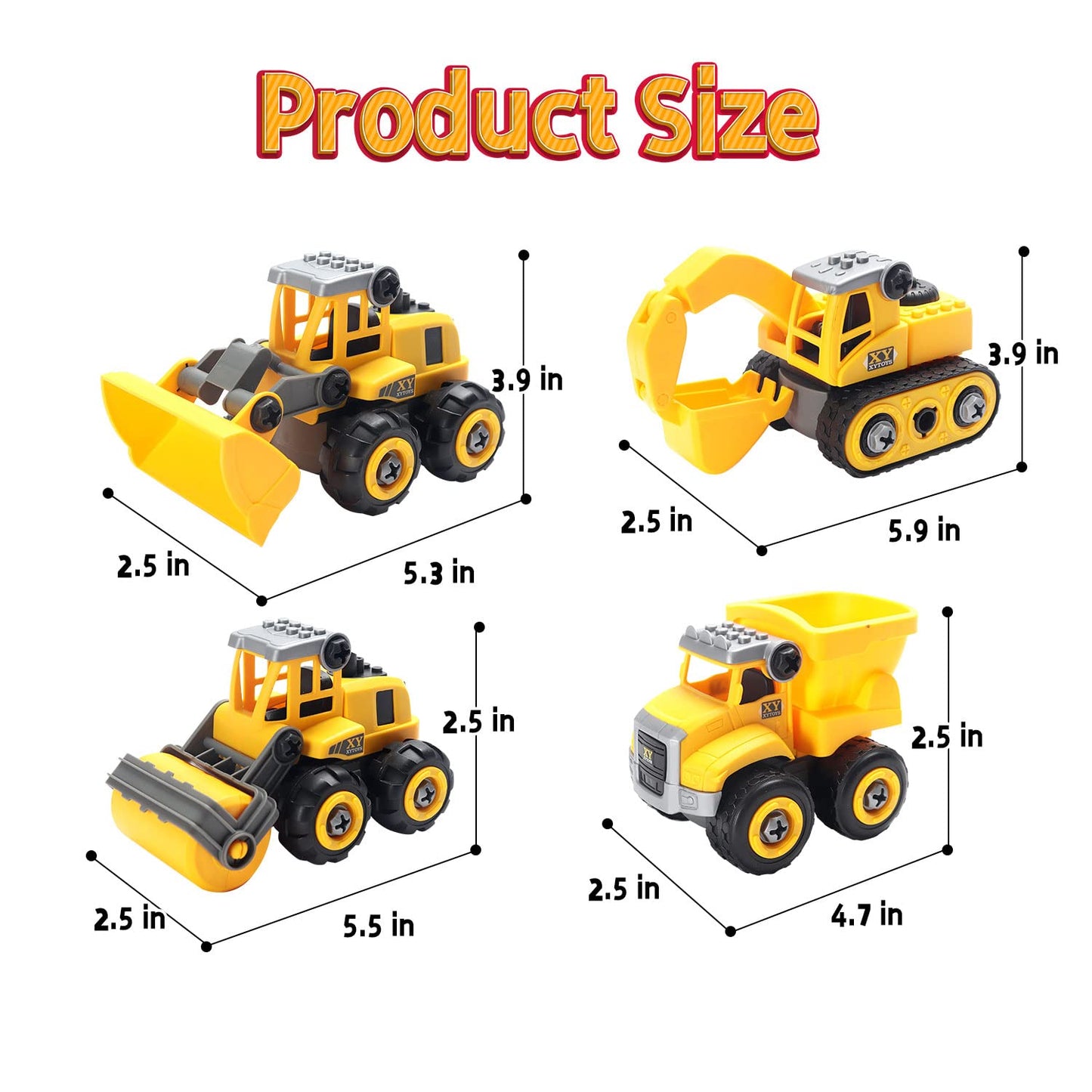 YIDESTARS Play Construction Sand Kit — 2.2 lbs Sand, 4 Take-Apart Trucks, 8 Figures & 8 Molds