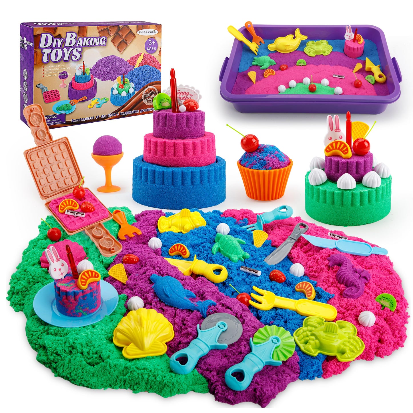 YIDESTARS Sensory Play Kit: Sand Art & Ice Cream Toy – 4 lbs Colorful Sand, Molds & Tools for Ages 3-8