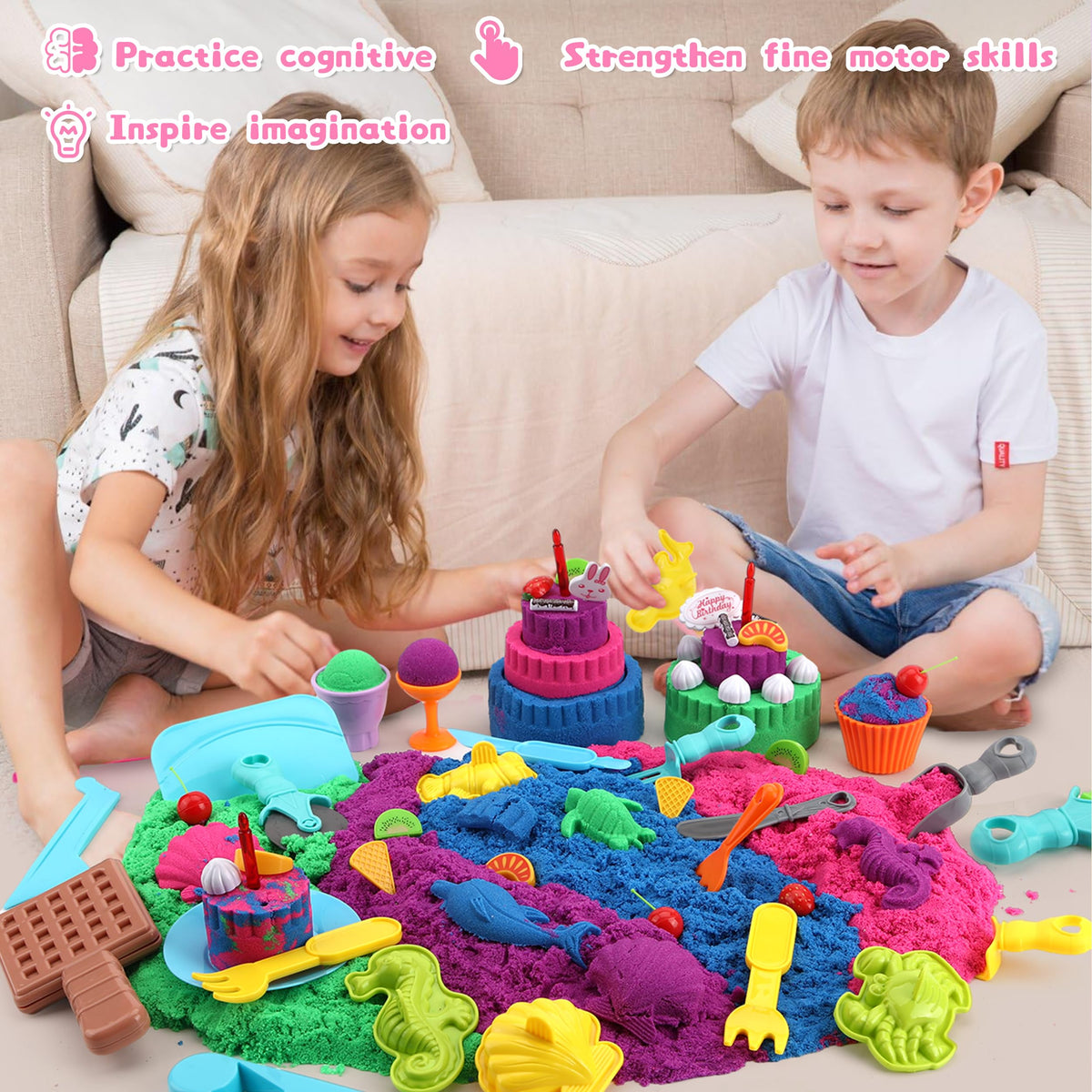 YIDESTARS Sensory Play Kit: Sand Art & Ice Cream Toy – 4 lbs Colorful Sand, Molds & Tools for Ages 3-8