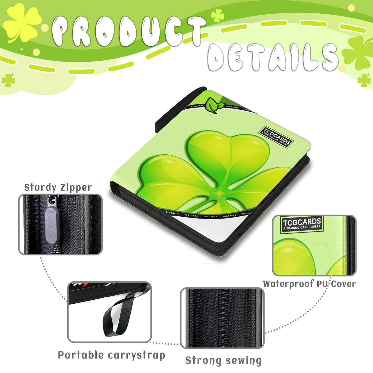 Yifan 4-Pocket Trading Card Binder – 400 Cards, 50 Removable Sleeves, 3-Ring Zip