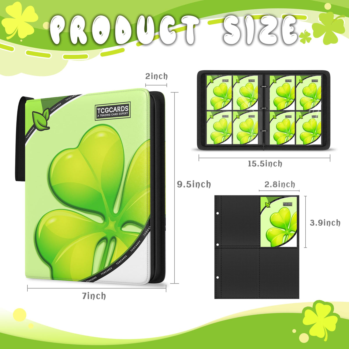 Yifan 4-Pocket Trading Card Binder – 400 Cards, 50 Removable Sleeves, 3-Ring Zip