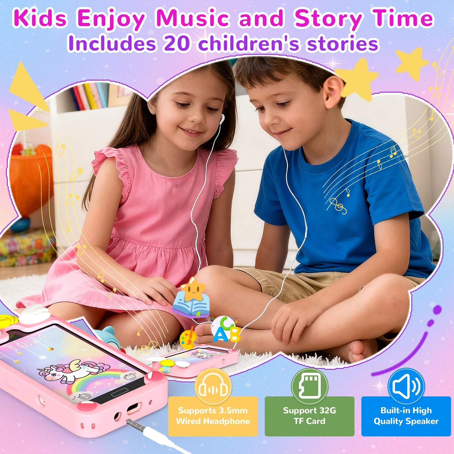 YIFOCO Kids Smart Phone for Girls – 4-Inch Touchscreen Learning Toy with 10-in-1 Fun