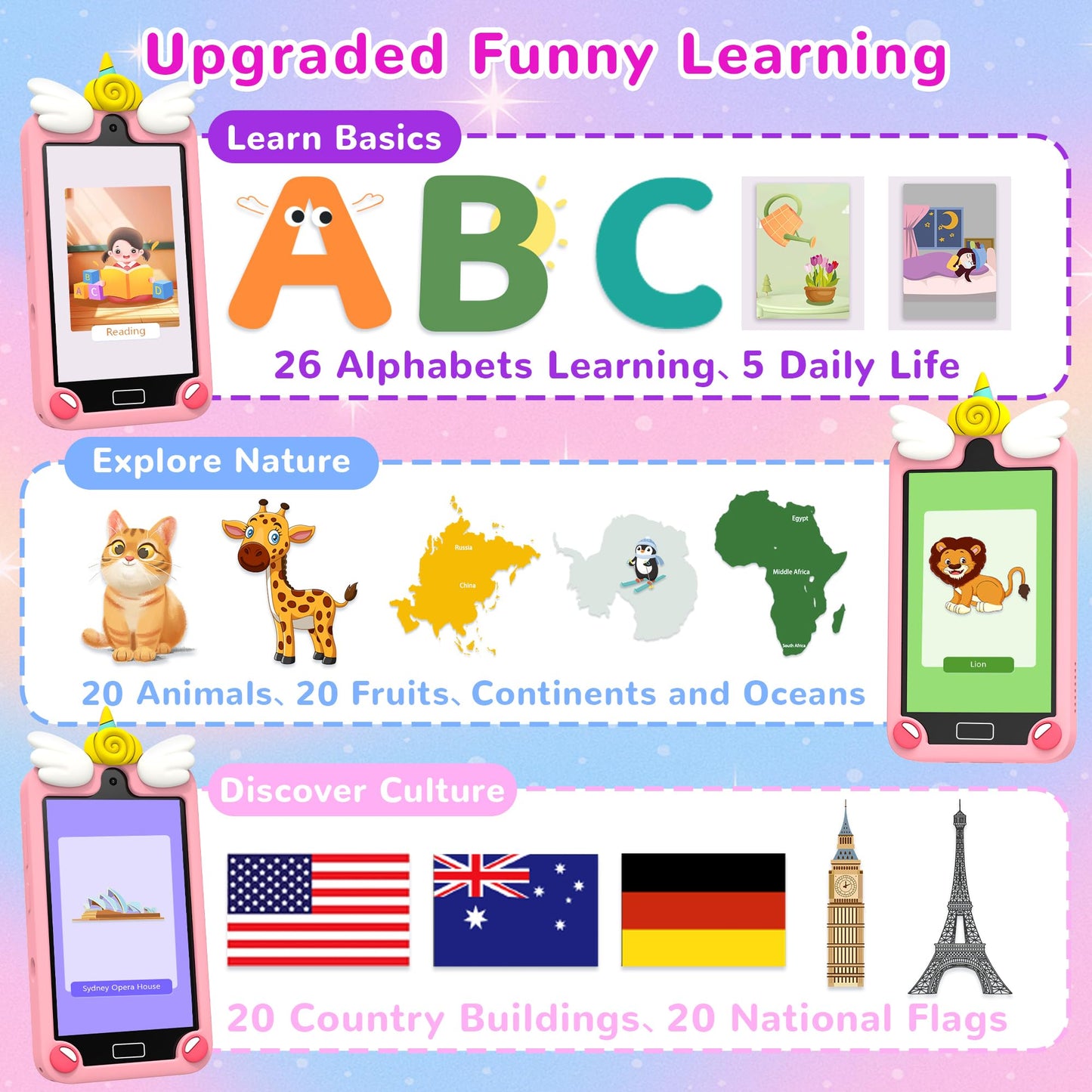 YIFOCO Kids Smart Phone for Girls – 4-Inch Touchscreen Learning Toy with 10-in-1 Fun