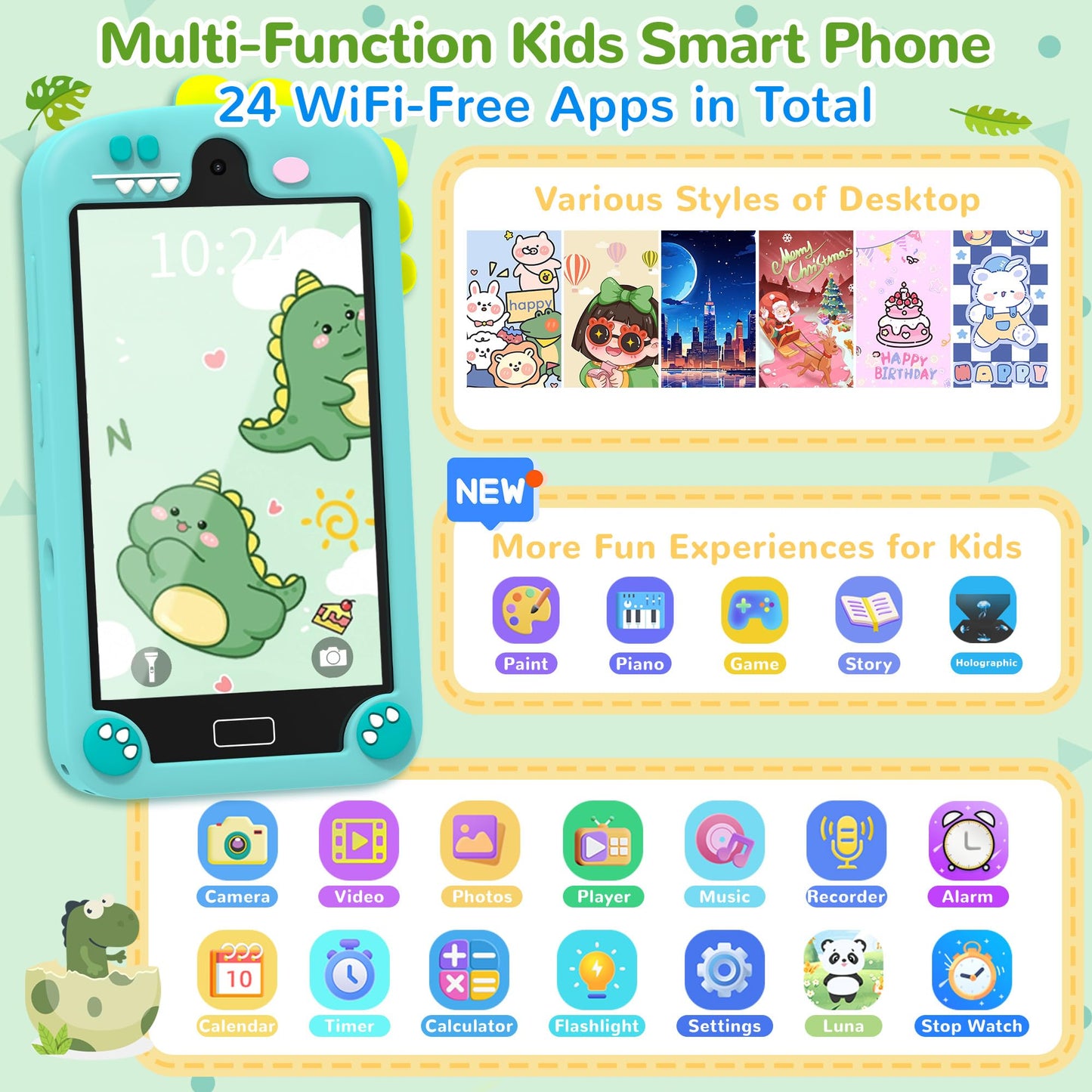YIFOCO Smart Phone for Kids – 4-Inch Learning Toy with 32GB Card