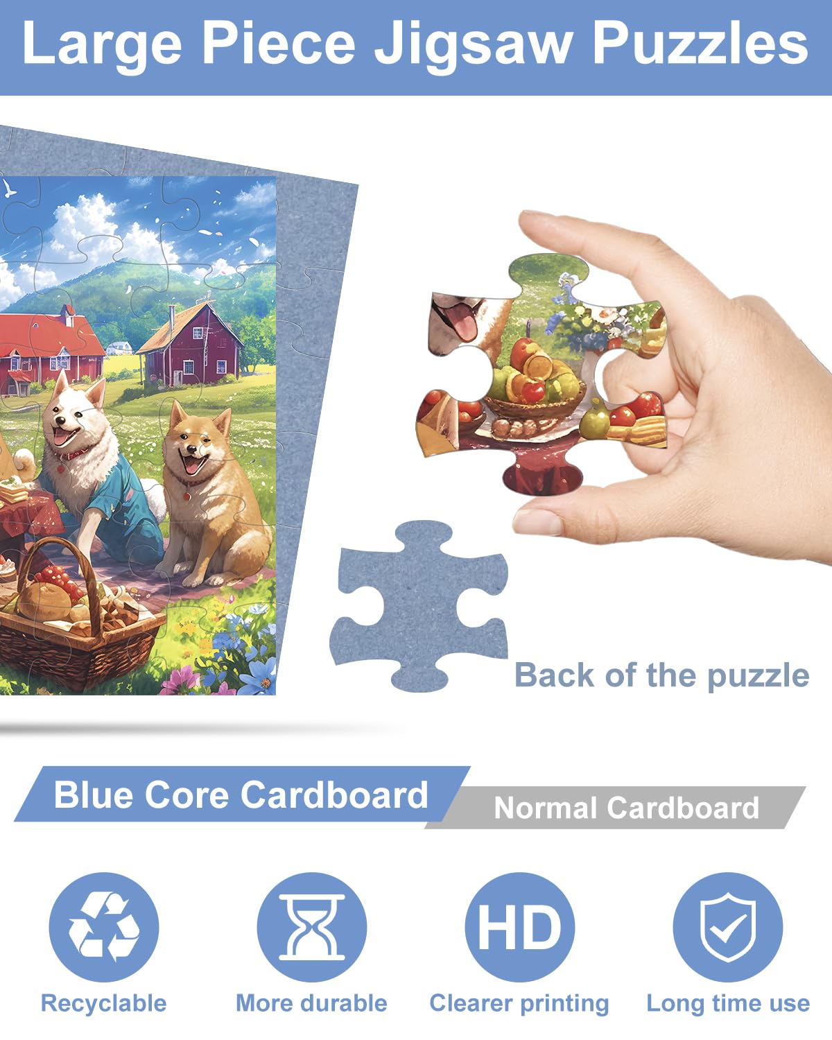 Yigney 6 Pack 36 Large Piece Puzzles for Seniors – Easy Grip Memory Games