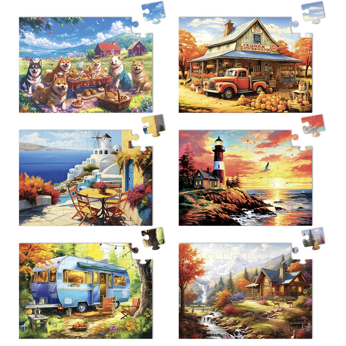 Yigney 6 Pack 36 Large Piece Puzzles for Seniors – Easy Grip Memory Games