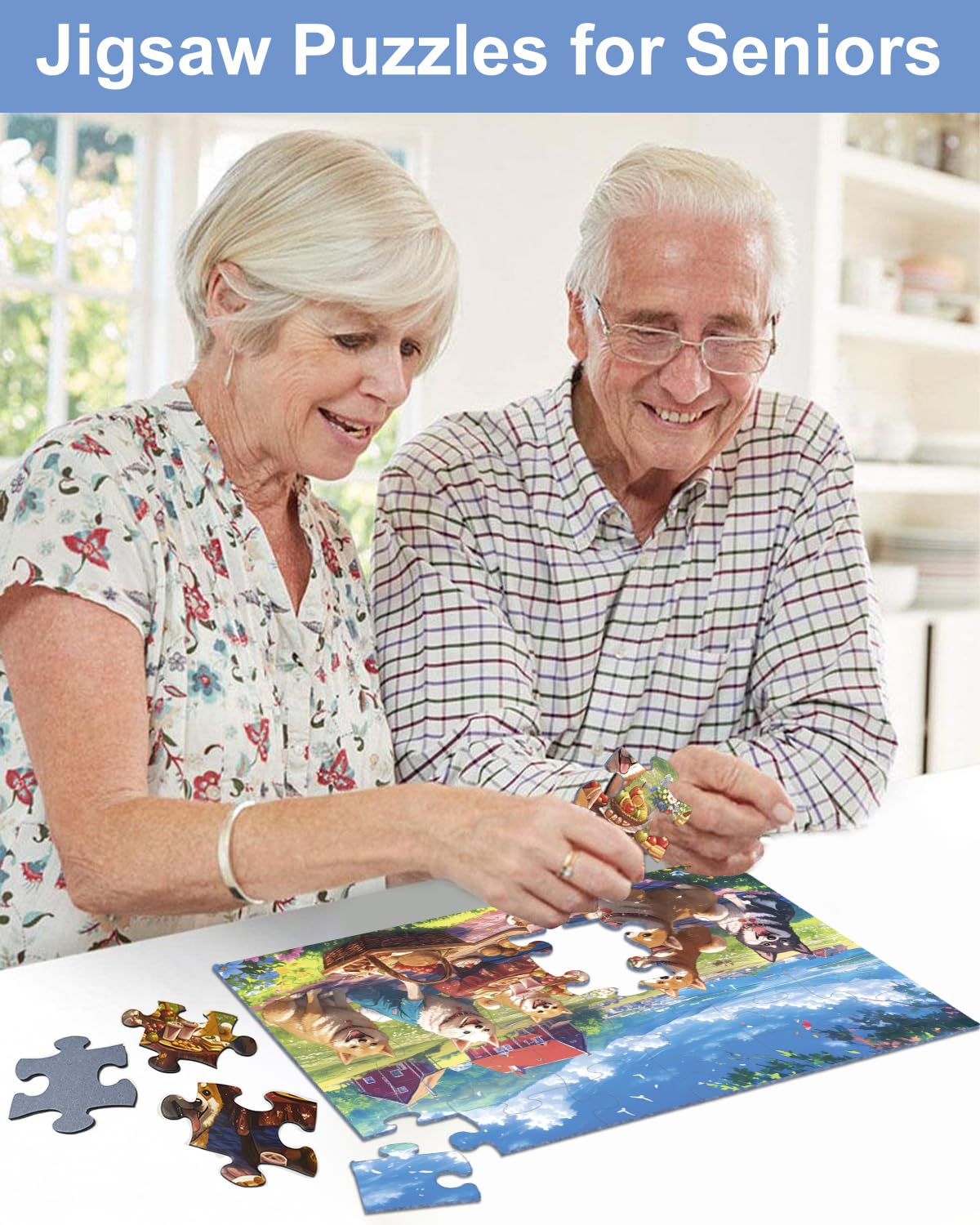 Yigney 6 Pack 36 Large Piece Puzzles for Seniors – Easy Grip Memory Games