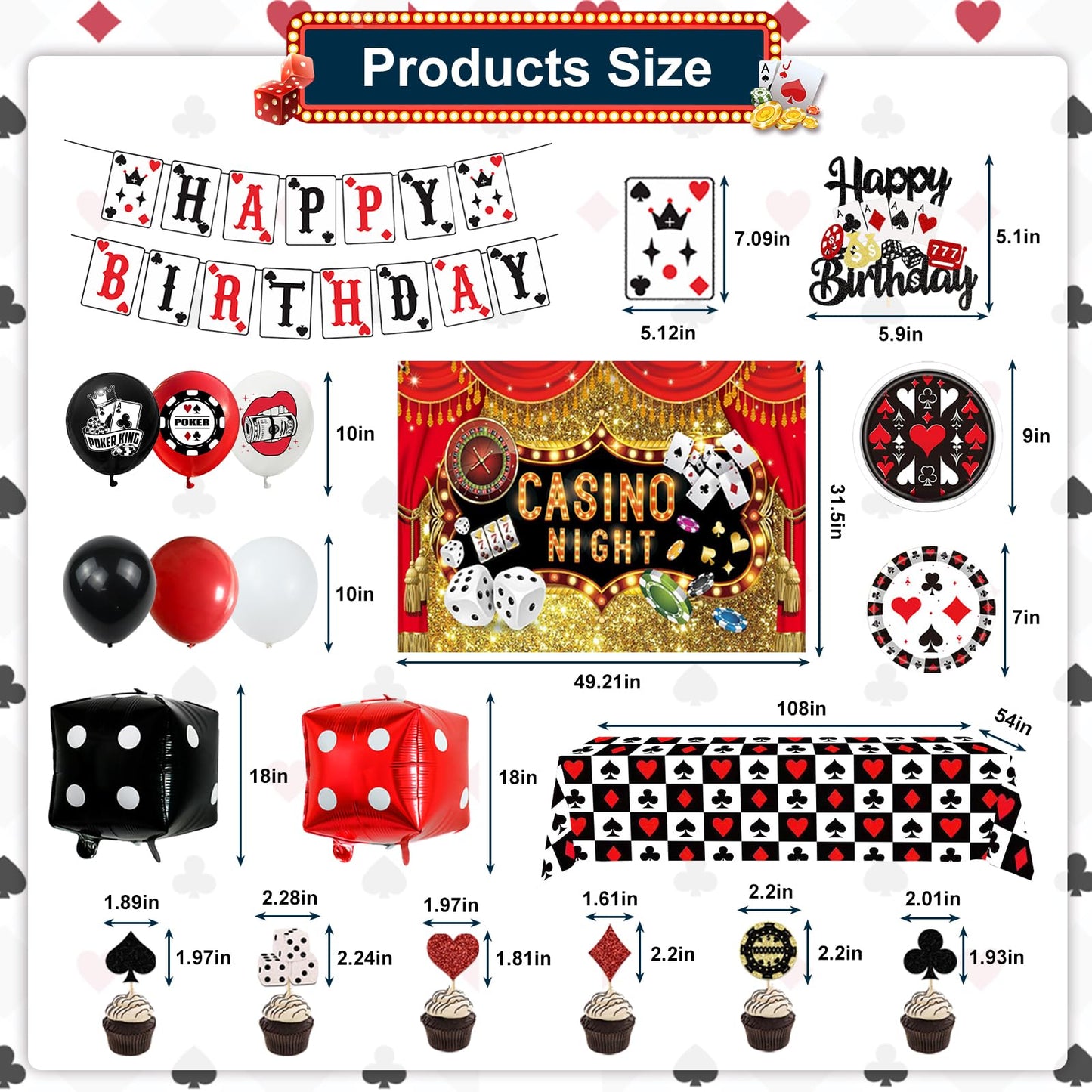 YIGZAG 81 PCS Casino Theme Party Decorations – Las Vegas Night Supplies