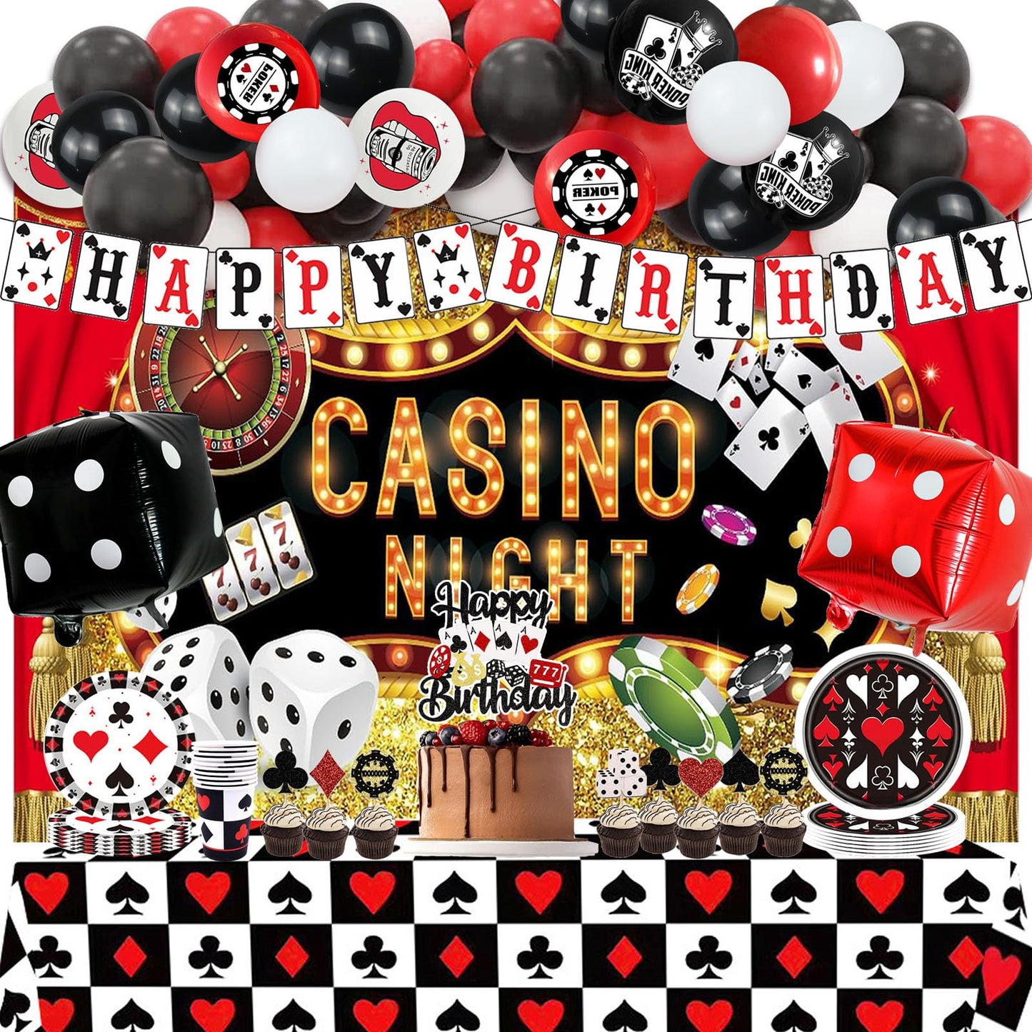 YIGZAG 81 PCS Casino Theme Party Decorations – Las Vegas Night Supplies