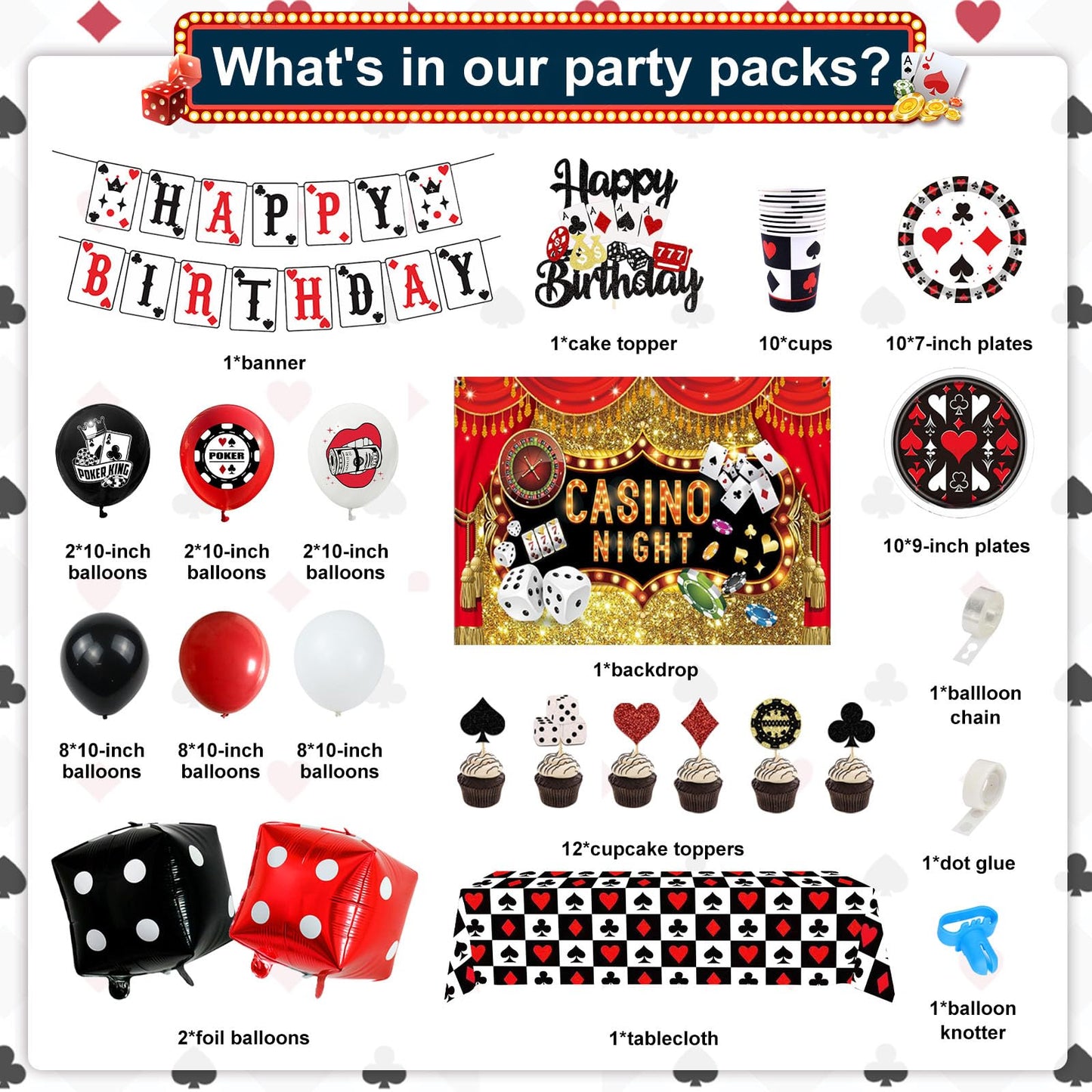 YIGZAG 81 PCS Casino Theme Party Decorations – Las Vegas Night Supplies