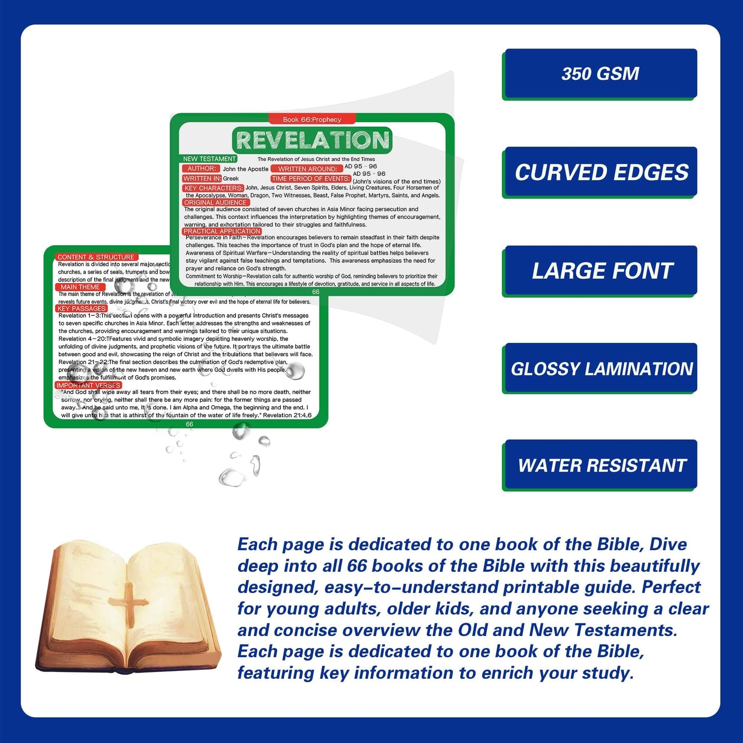 YIYDONG Bible 66 Books Flash Cards – Scripture Verses, Summaries & Key Information