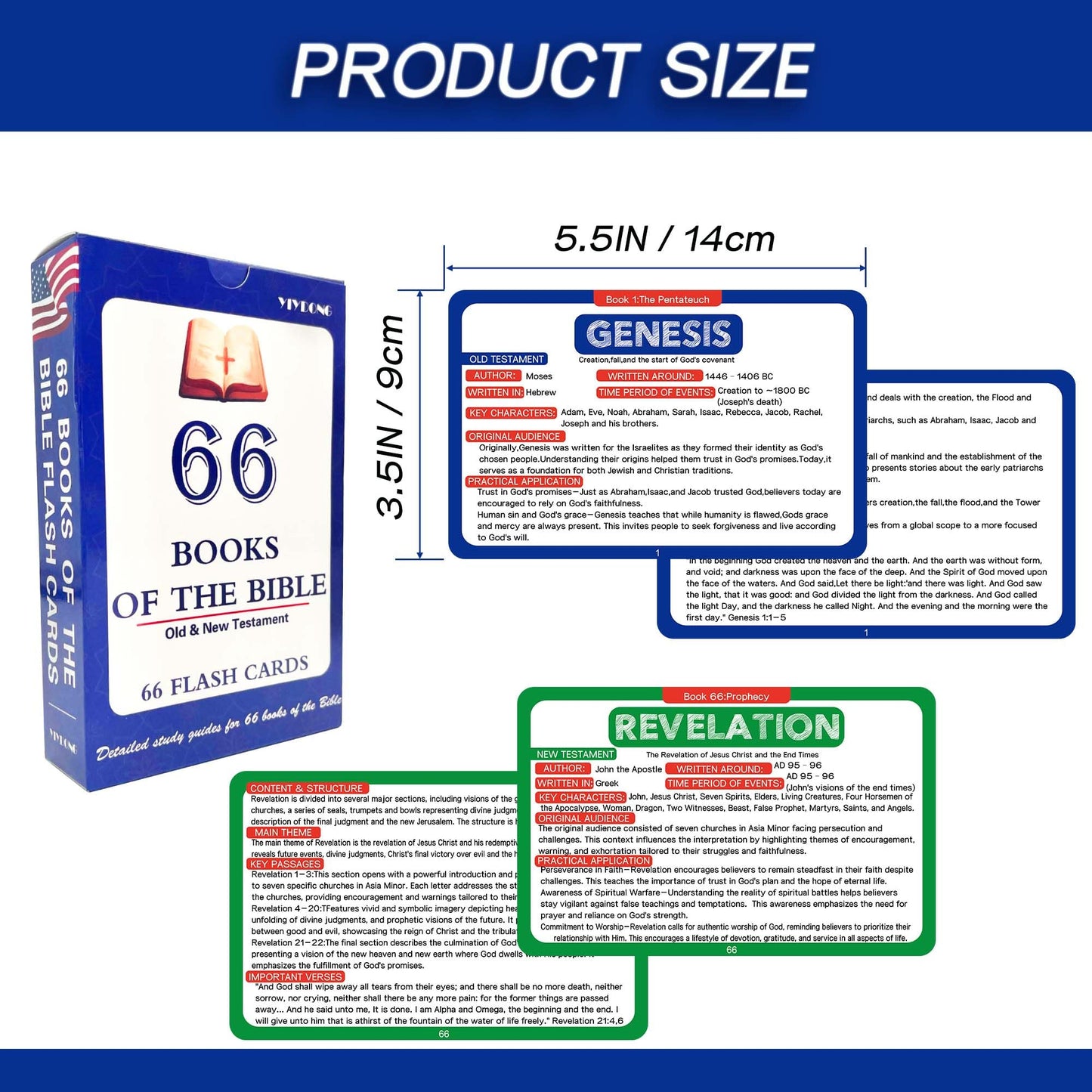 YIYDONG Bible 66 Books Flash Cards – Scripture Verses, Summaries & Key Information