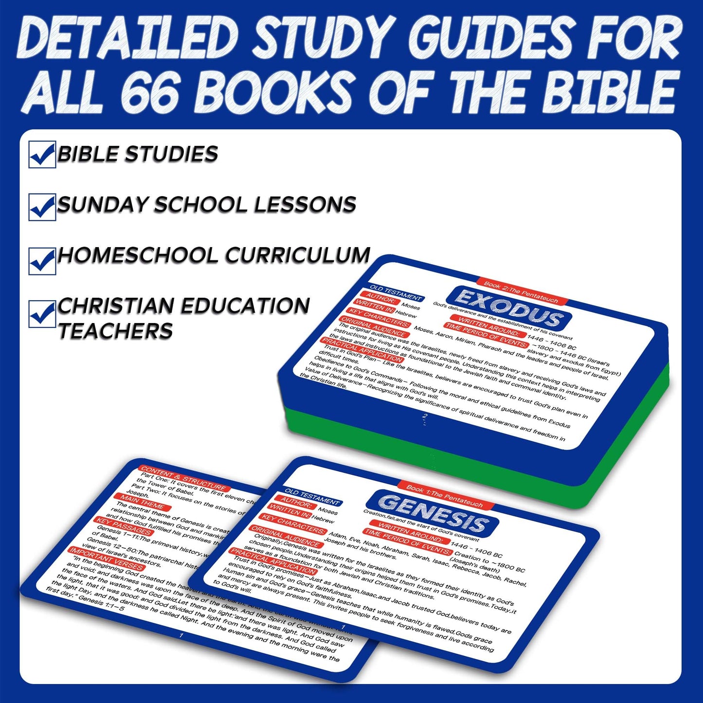 YIYDONG Bible 66 Books Flash Cards – Scripture Verses, Summaries & Key Information