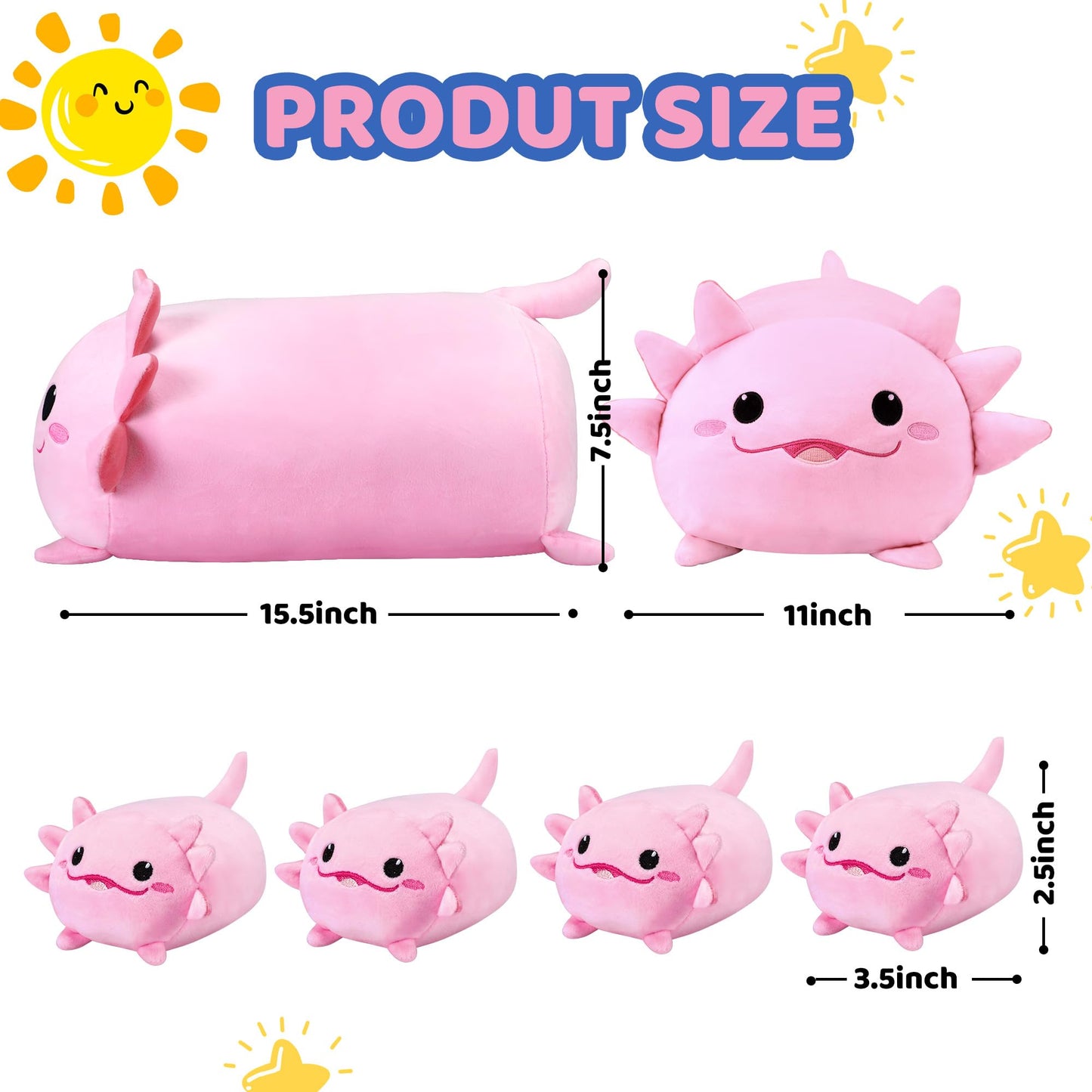 YIIQUWEN Axolotl Plush Family Design - Cute Stuffed Animal & Pillow Set