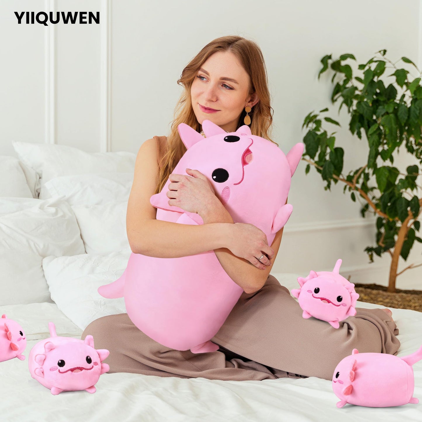 YIIQUWEN Axolotl Plush Family Design - Cute Stuffed Animal & Pillow Set