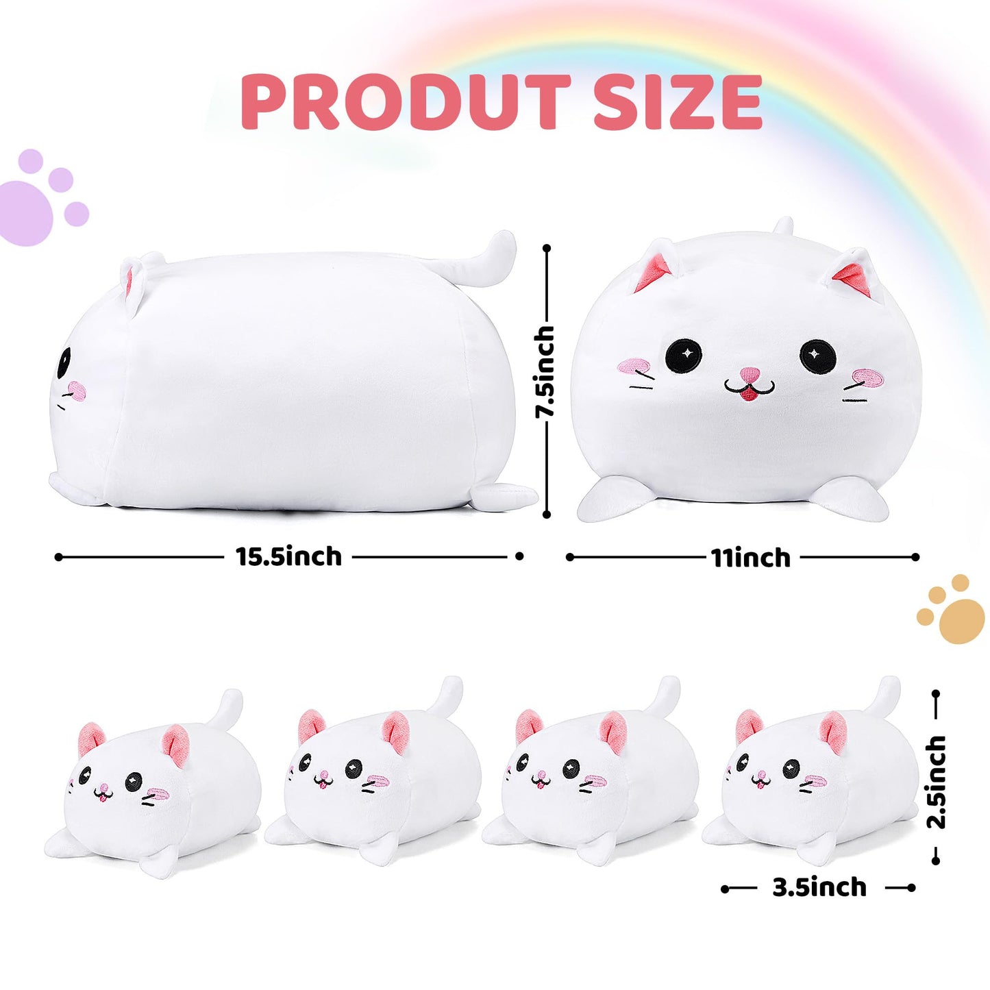YIIQUWEN Cat Plush Family Set – Mother Cat with 4 Kittens, Soft Stuffed Animal Pillow